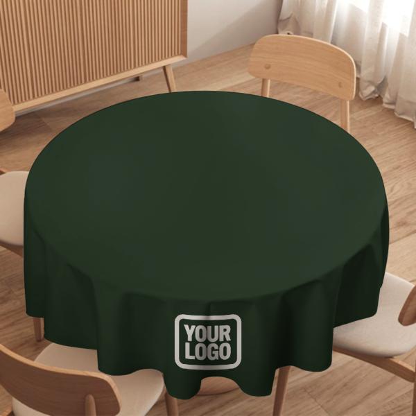 Maßgeschneidertes Tannengrün Weiß Runde Tischdecke