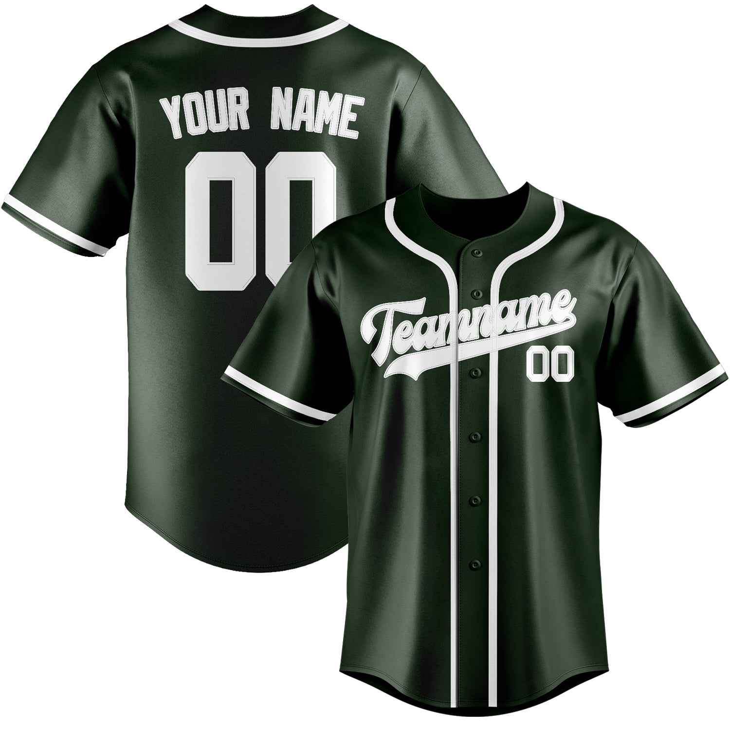 Benutzerdefiniertes Professionelles Tannengrün Weiß Baseballtrikot