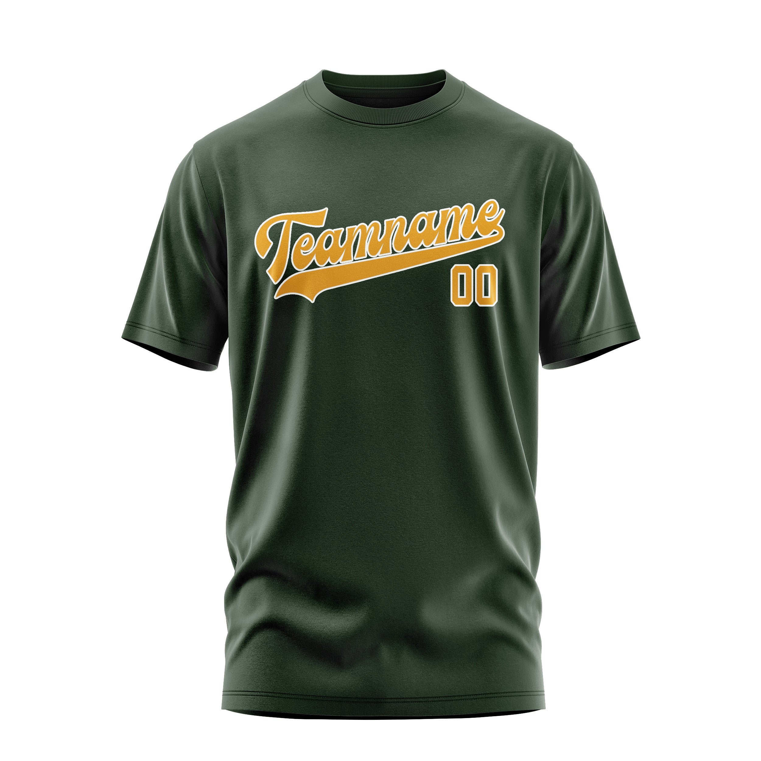 Maßgeschneidertes Tannengrün Gelb T-Shirt