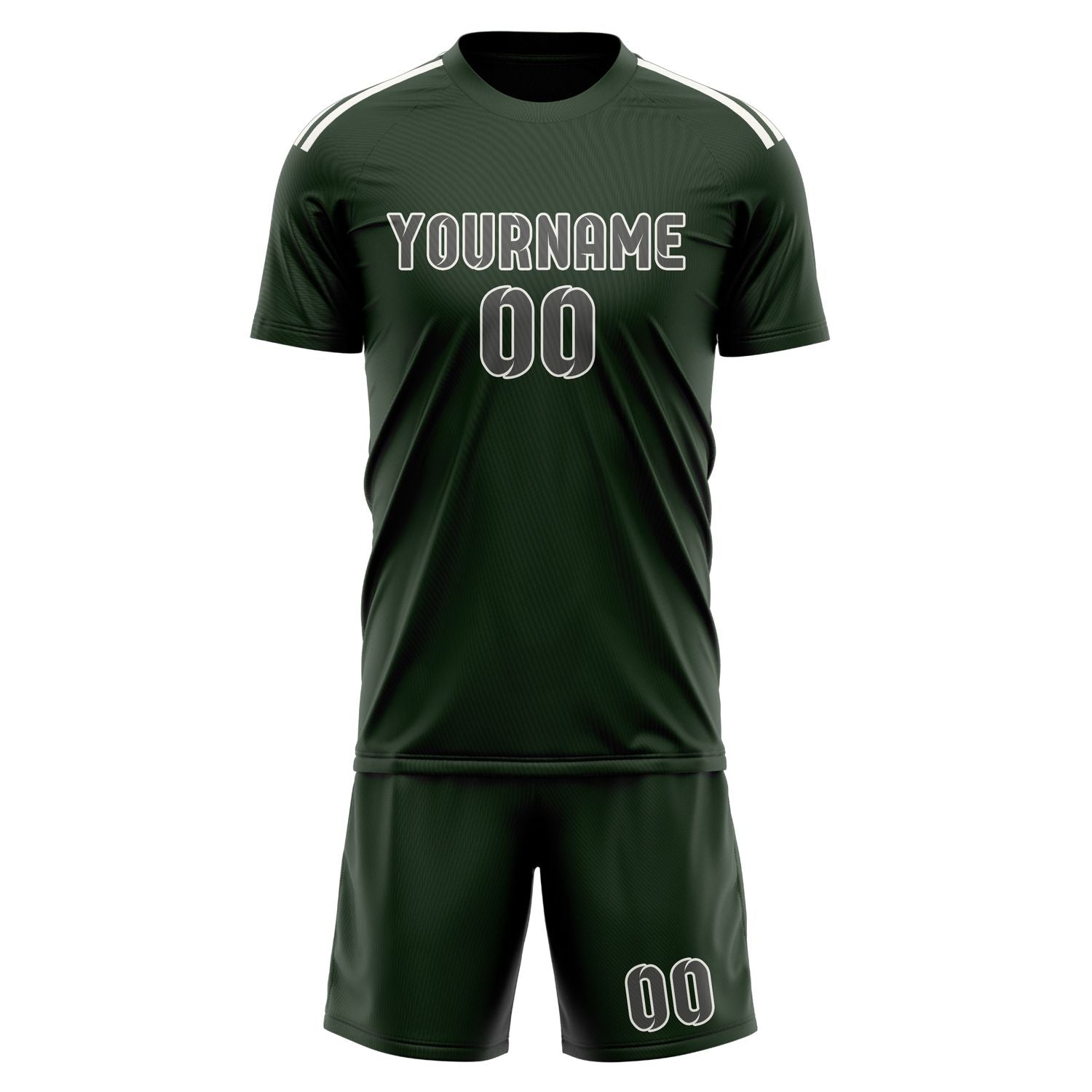 Maßgeschneidertes Professionelles Tannengrün Dunkelgrau Fußballtrikot-Set