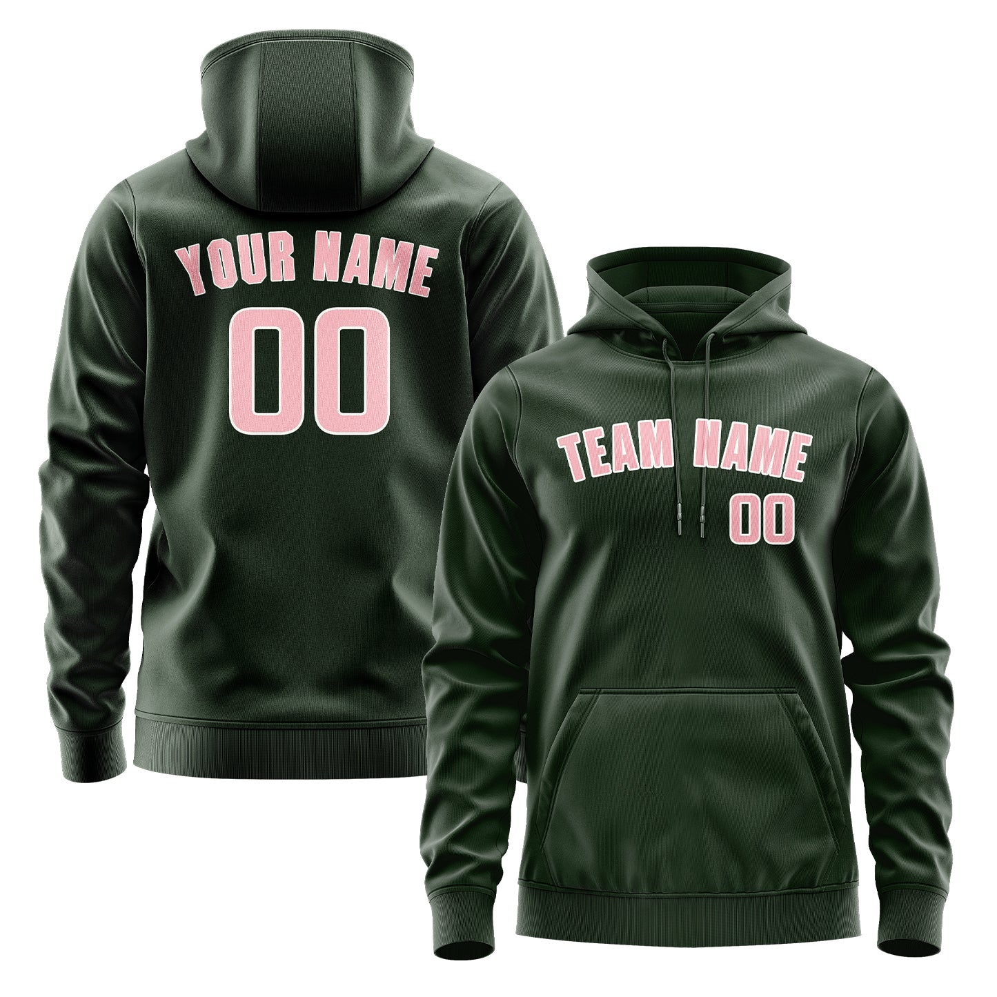 Maßgeschneidertes Tannengrün Rosa Hoodie