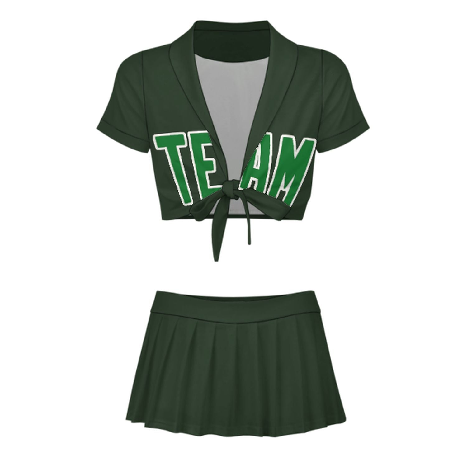 Maßgeschneidertes Tannengrün Smaragdgrün Cheerleader Outfit Set