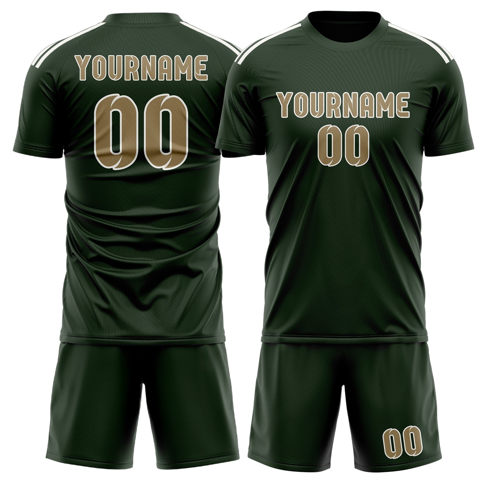 Maßgeschneidertes Professionelles Tannengrün Hellkhaki Fußballtrikot-Set