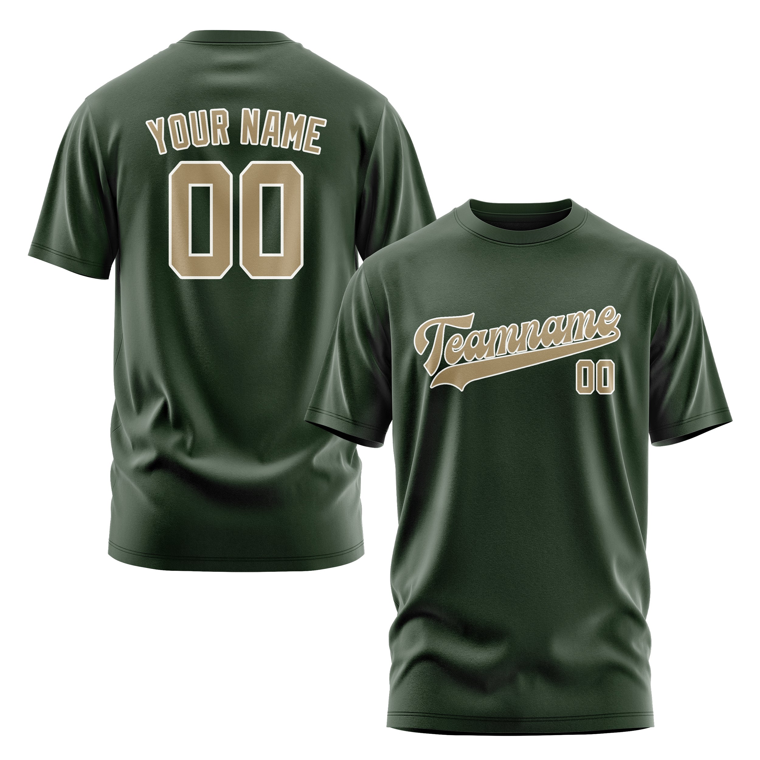 Maßgeschneidertes Tannengrün Hellkhaki T-Shirt