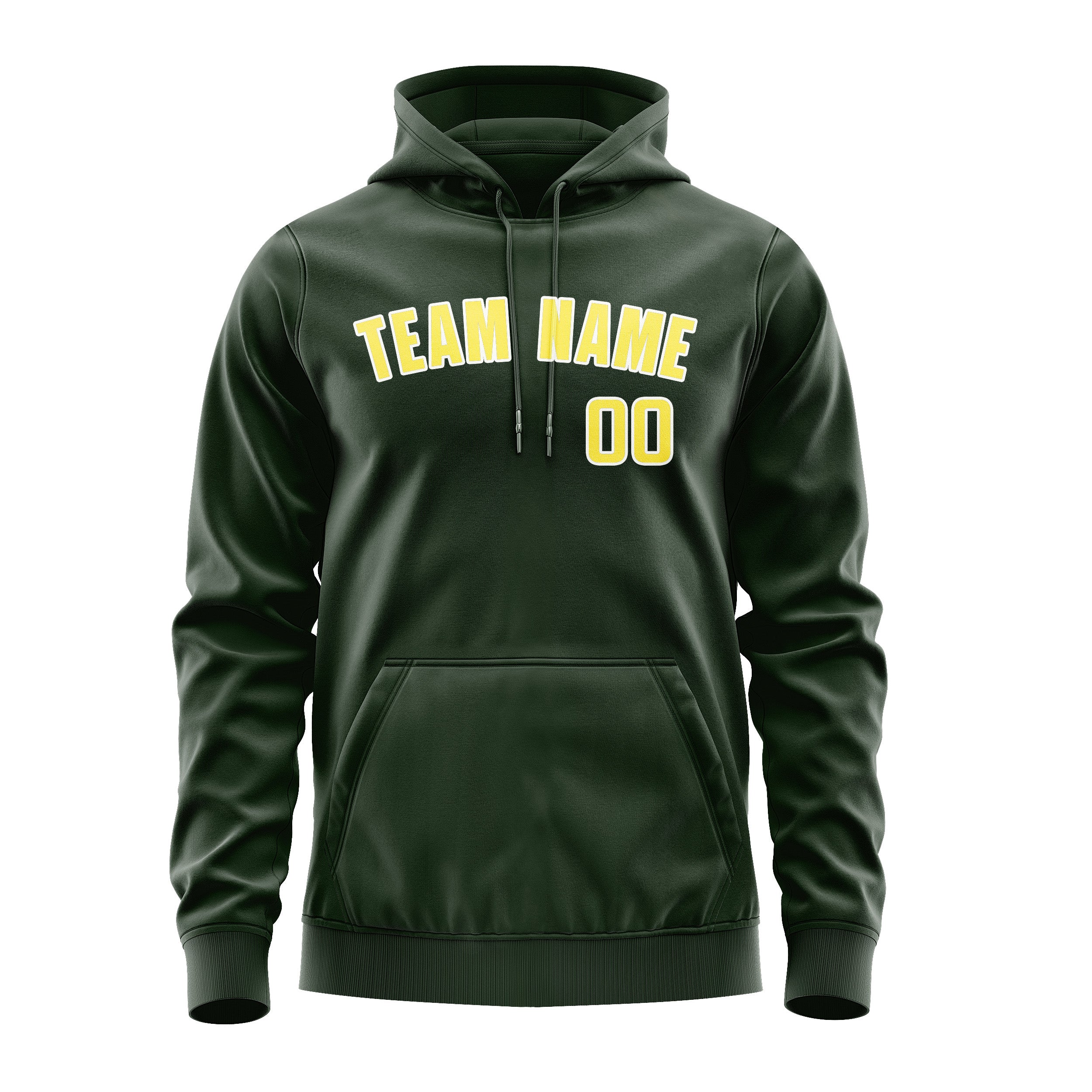 Maßgeschneidertes Tannengrün Blassgelb Hoodie