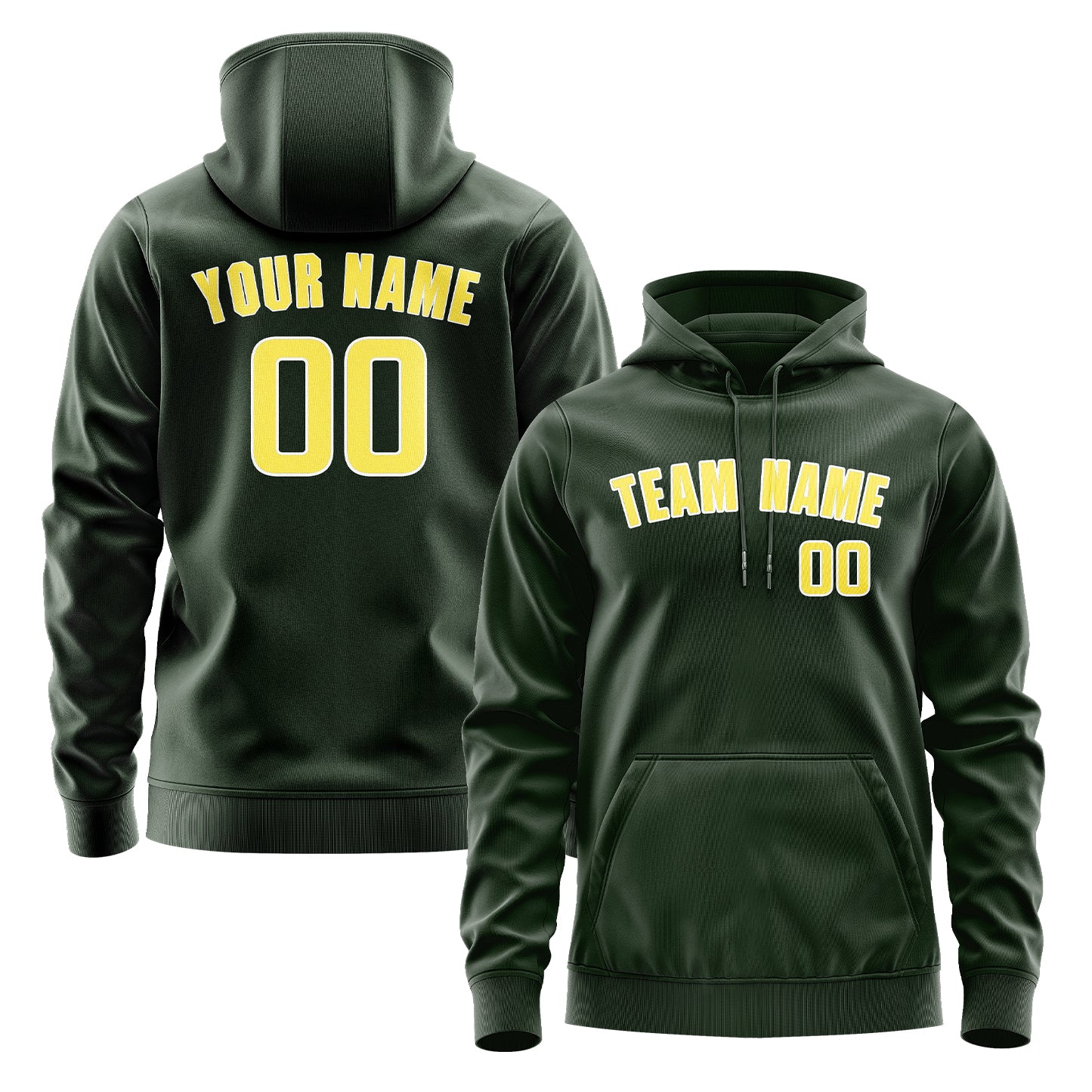 Maßgeschneidertes Tannengrün Blassgelb Hoodie