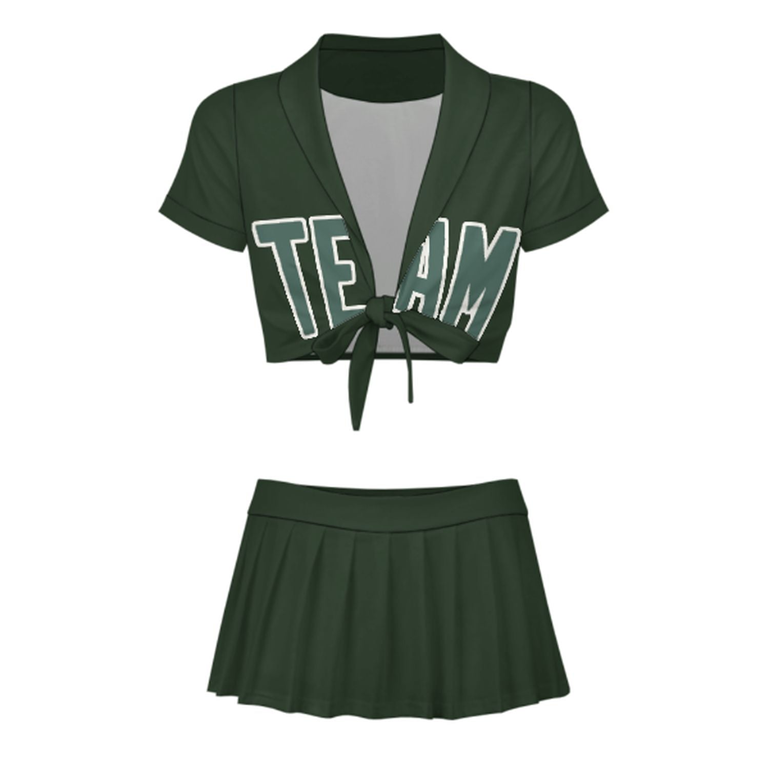 Maßgeschneidertes Tannengrün Blaugrün Cheerleader Outfit Set