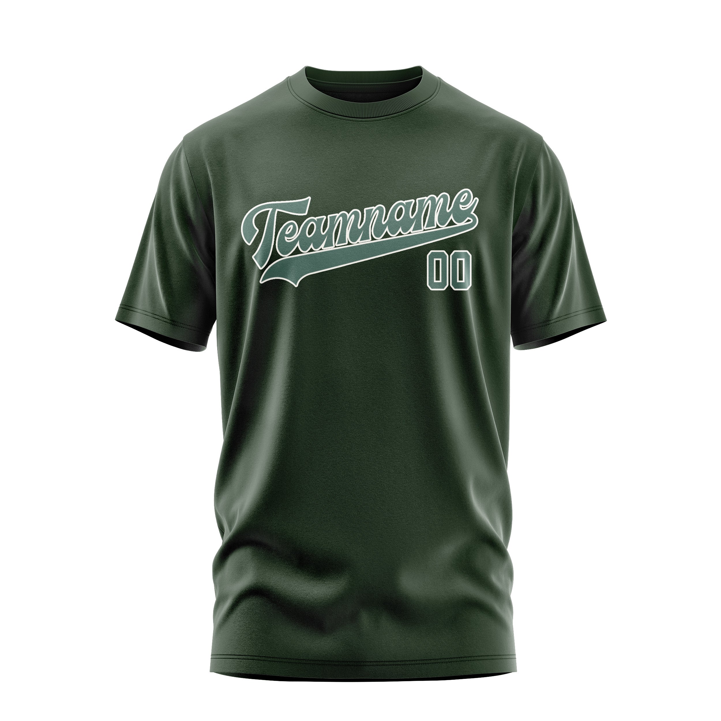 Maßgeschneidertes Tannengrün Blaugrün T-Shirt