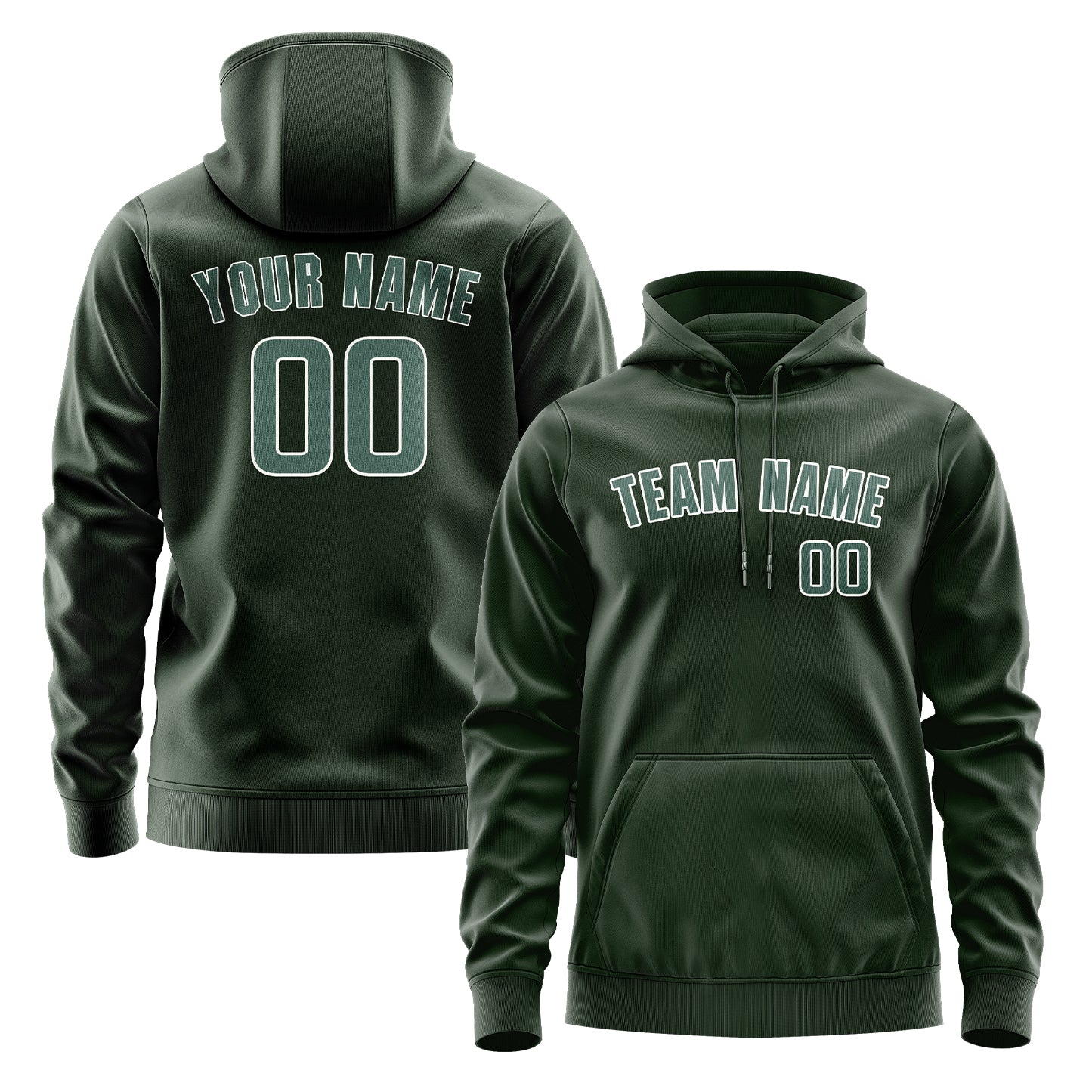 Maßgeschneidertes Tannengrün Blaugrün Hoodie