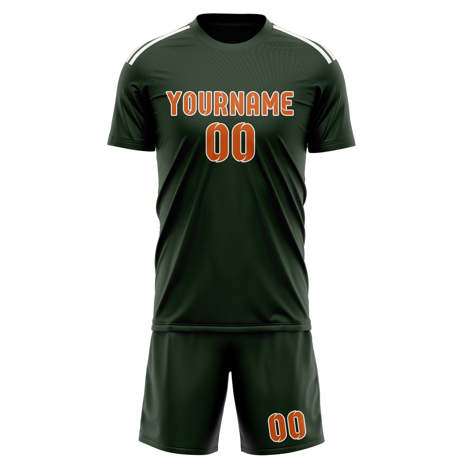 Maßgeschneidertes Professionelles Tannengrün Orange Fußballtrikot-Set