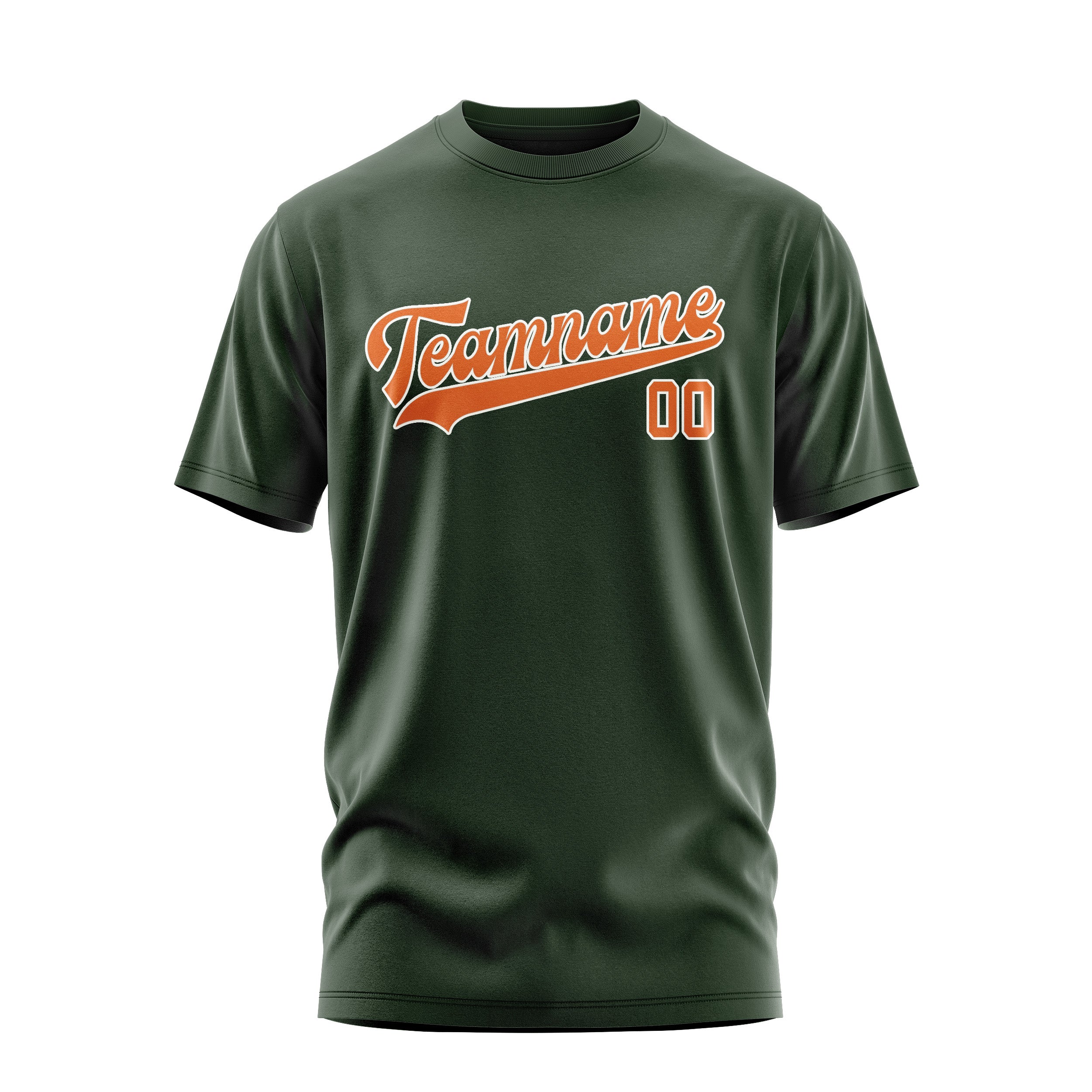 Maßgeschneidertes Tannengrün Orange T-Shirt