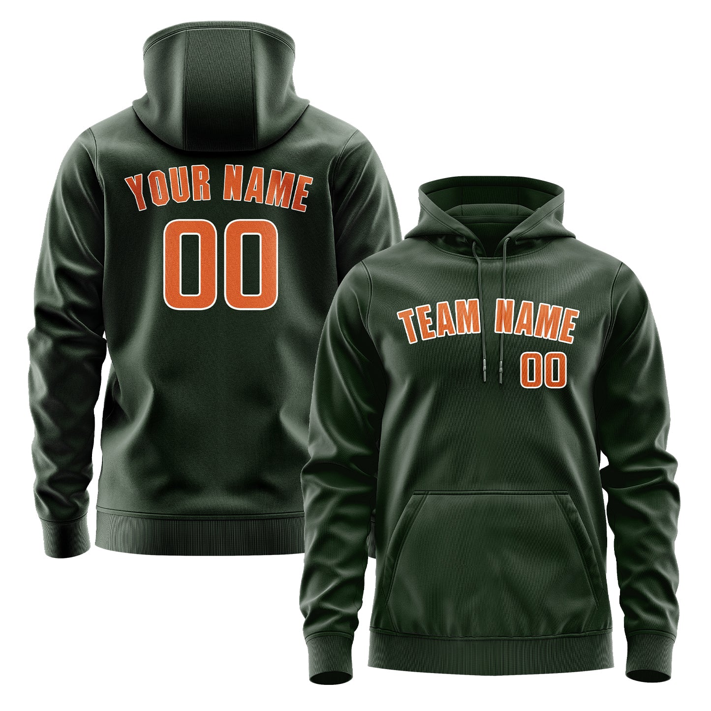 Maßgeschneidertes Tannengrün Orange Hoodie