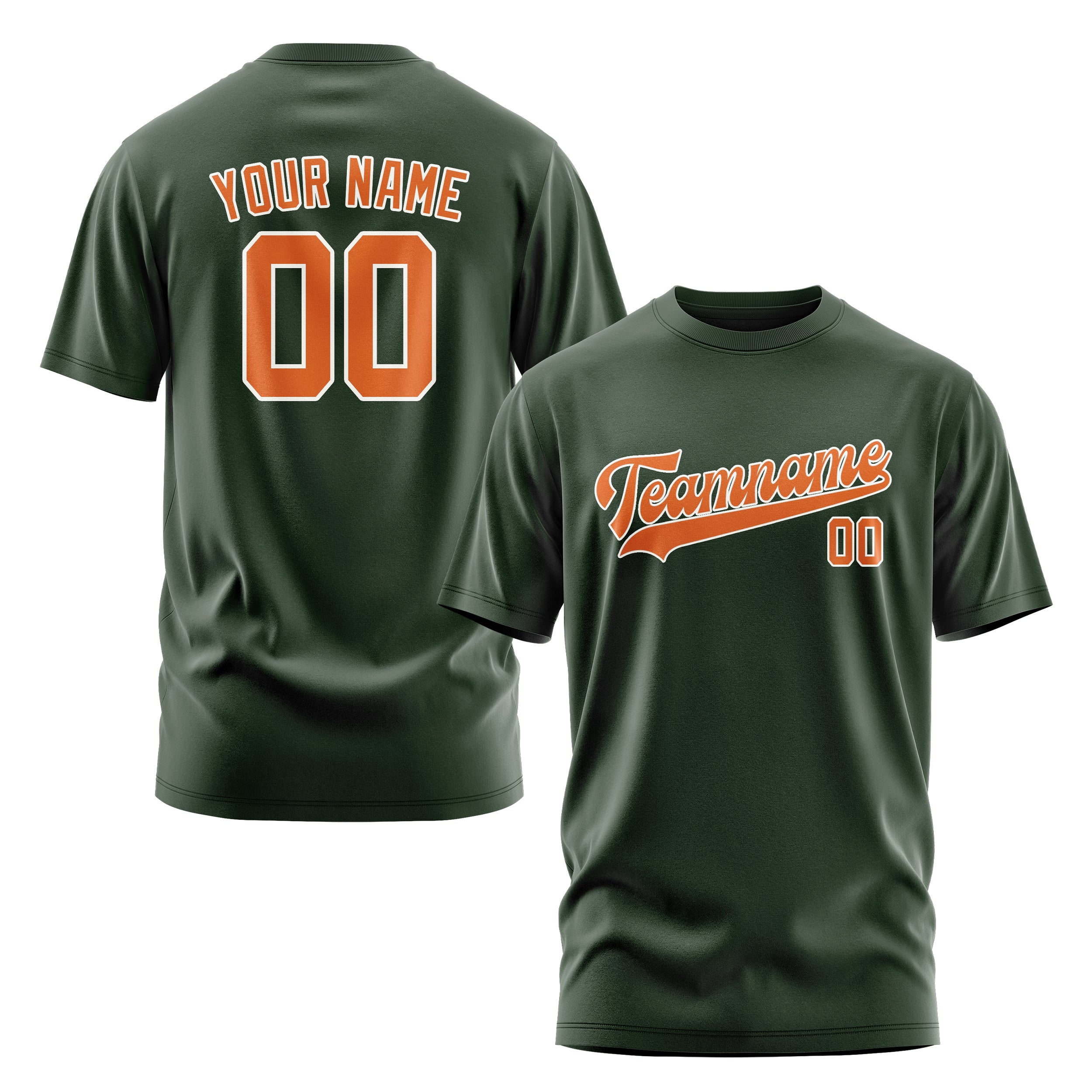 Maßgeschneidertes Tannengrün Orange T-Shirt