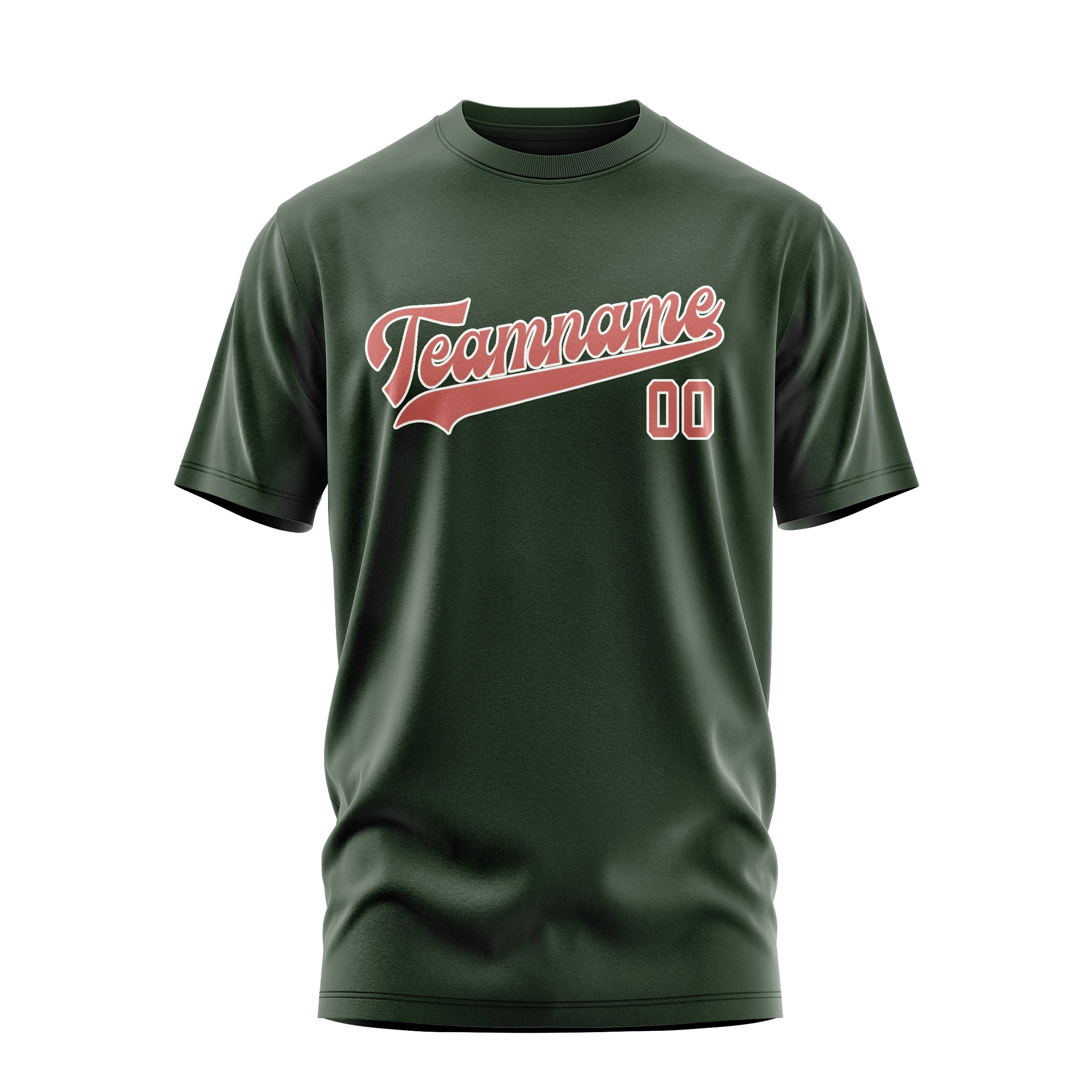 Maßgeschneidertes Tannengrün Kupferrose T-Shirt