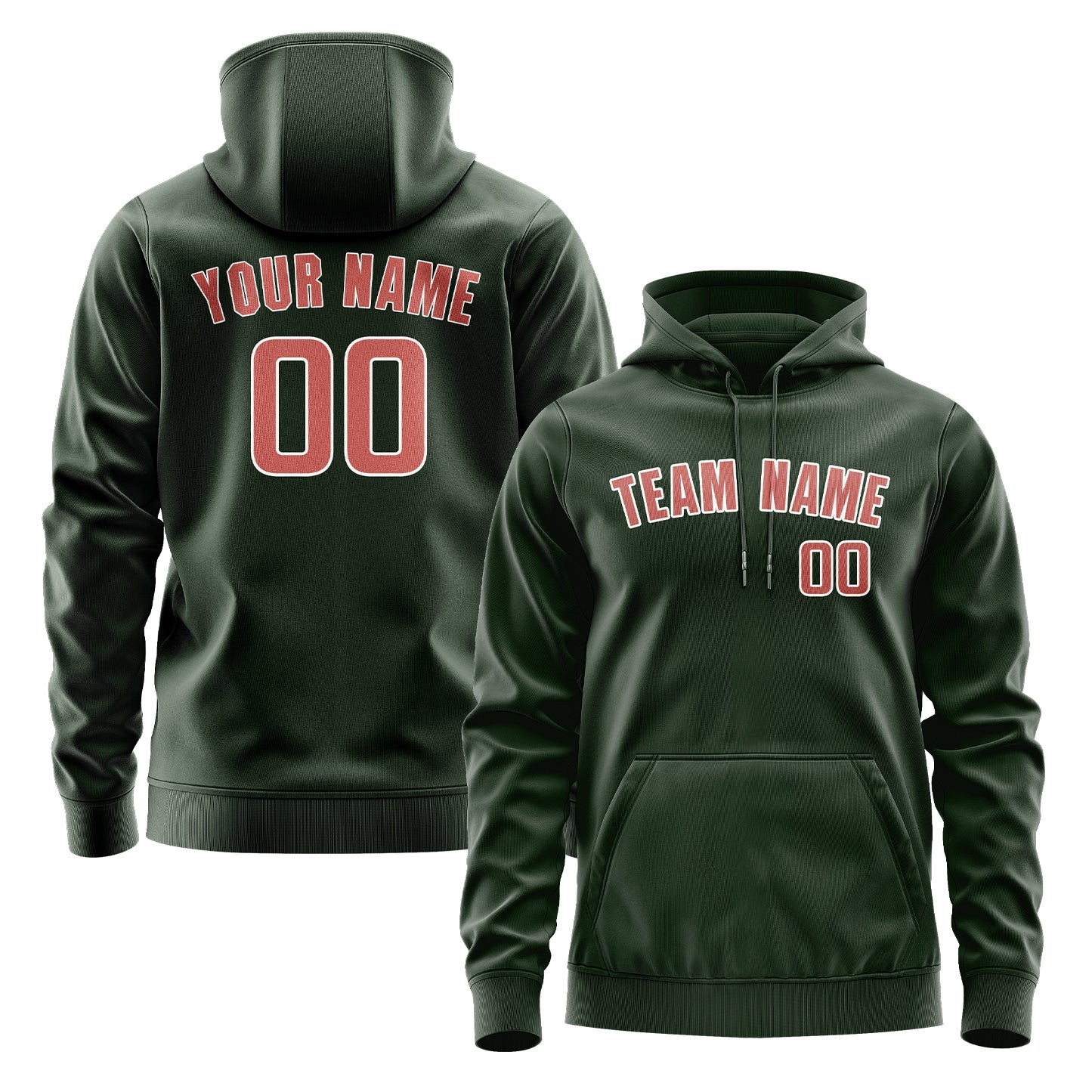 Maßgeschneidertes Tannengrün Kupferrose Hoodie