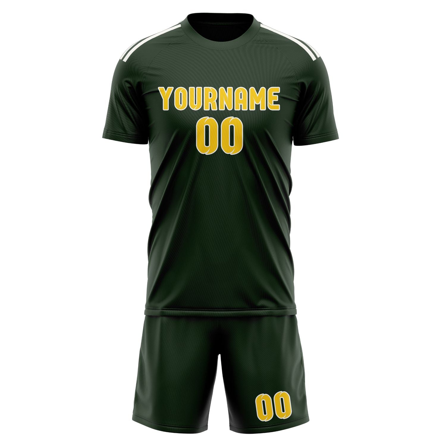 Maßgeschneidertes Professionelles Tannengrün Gold Fußballtrikot-Set