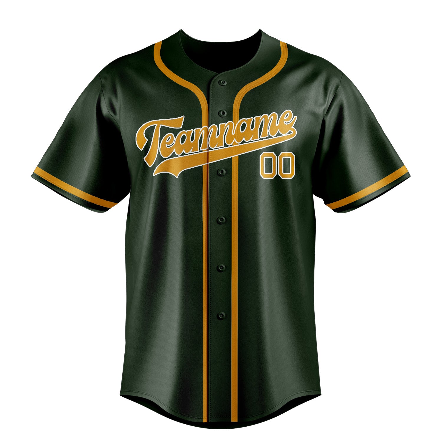 Benutzerdefiniertes Professionelles Tannengrün Gelb Baseballtrikot