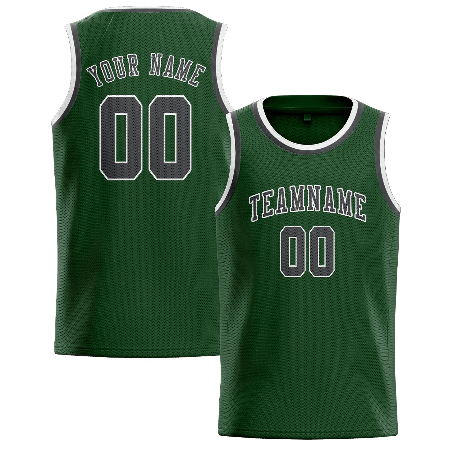 Benutzerdefiniertes Professionelles Tannengrün Dunkelgrau Basketballtrikot