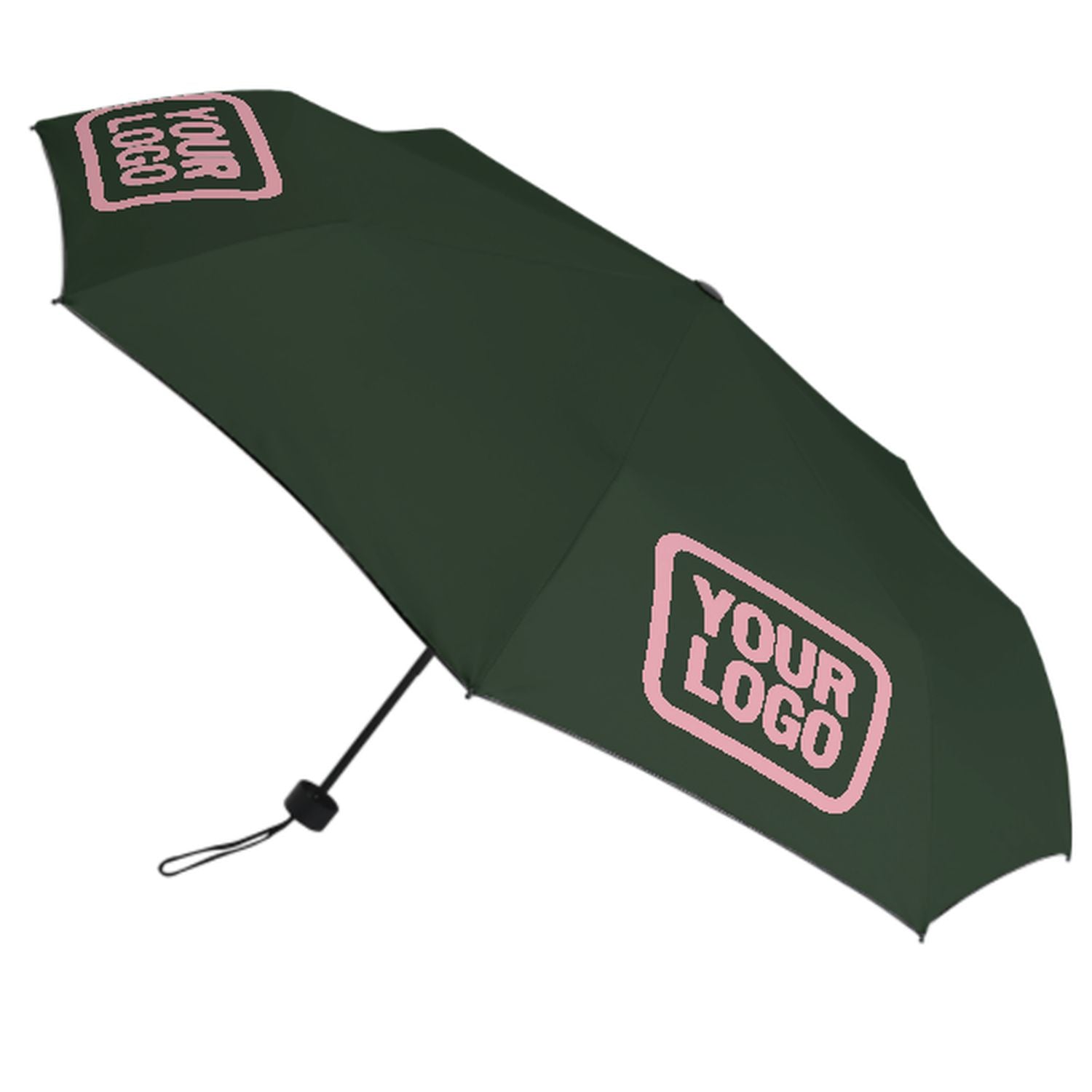 Maßgeschneidertes Tannengrün Rosa Automatik-Regenschirm