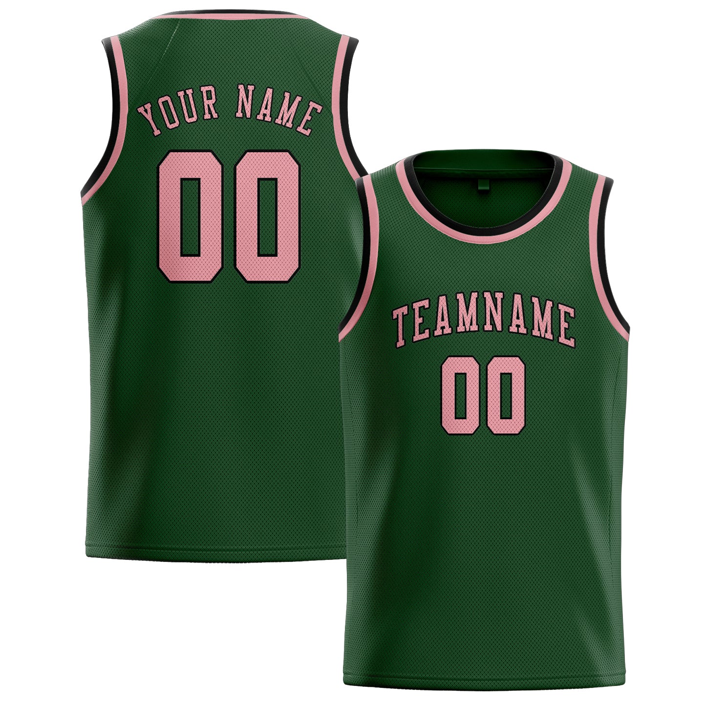 Benutzerdefiniertes Professionelles Tannengrün Rosa Basketballtrikot