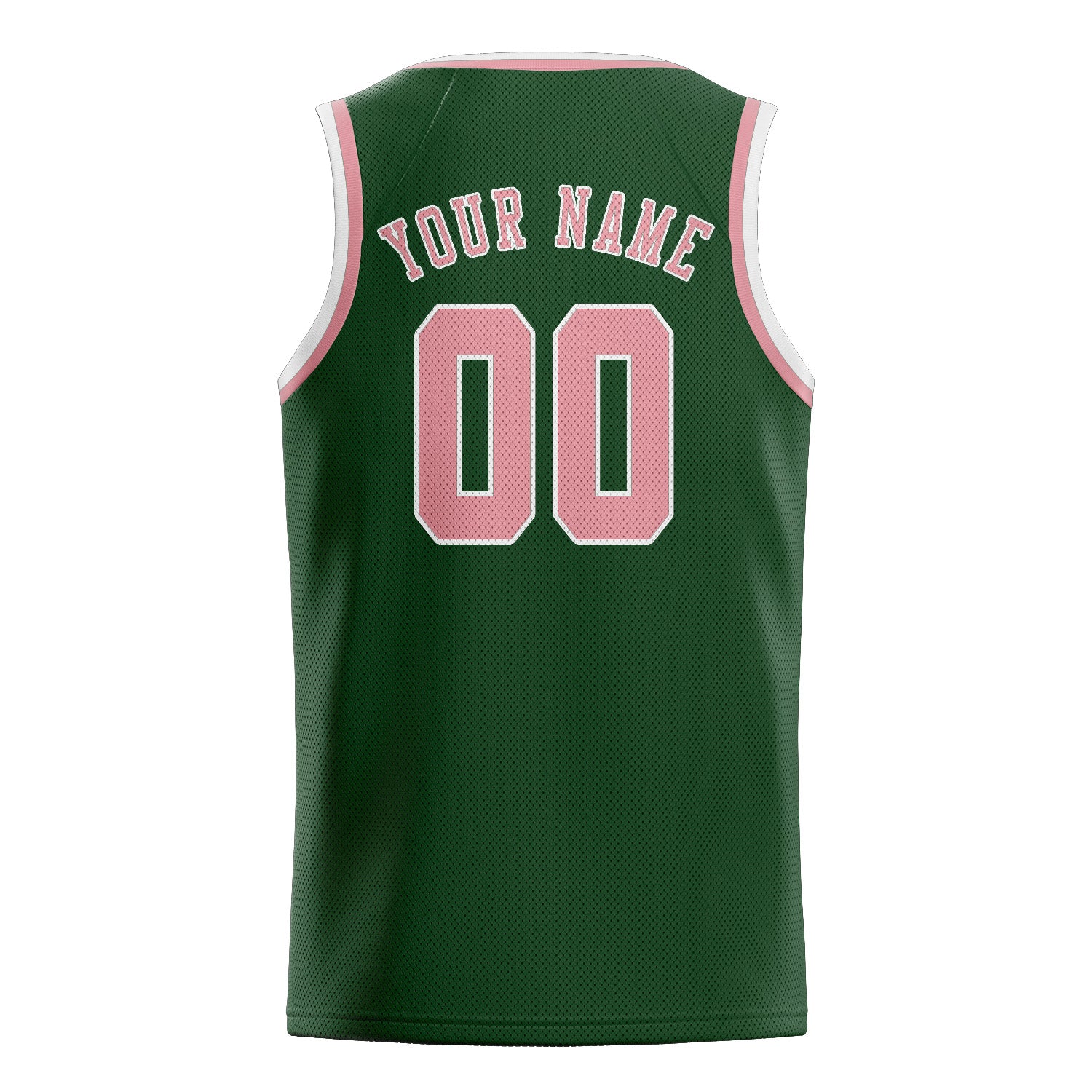 Benutzerdefiniertes Professionelles Tannengrün Rosa Basketballtrikot
