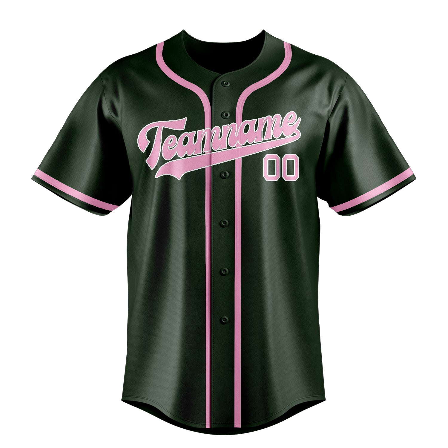 Benutzerdefiniertes Professionelles Tannengrün Rosa Baseballtrikot