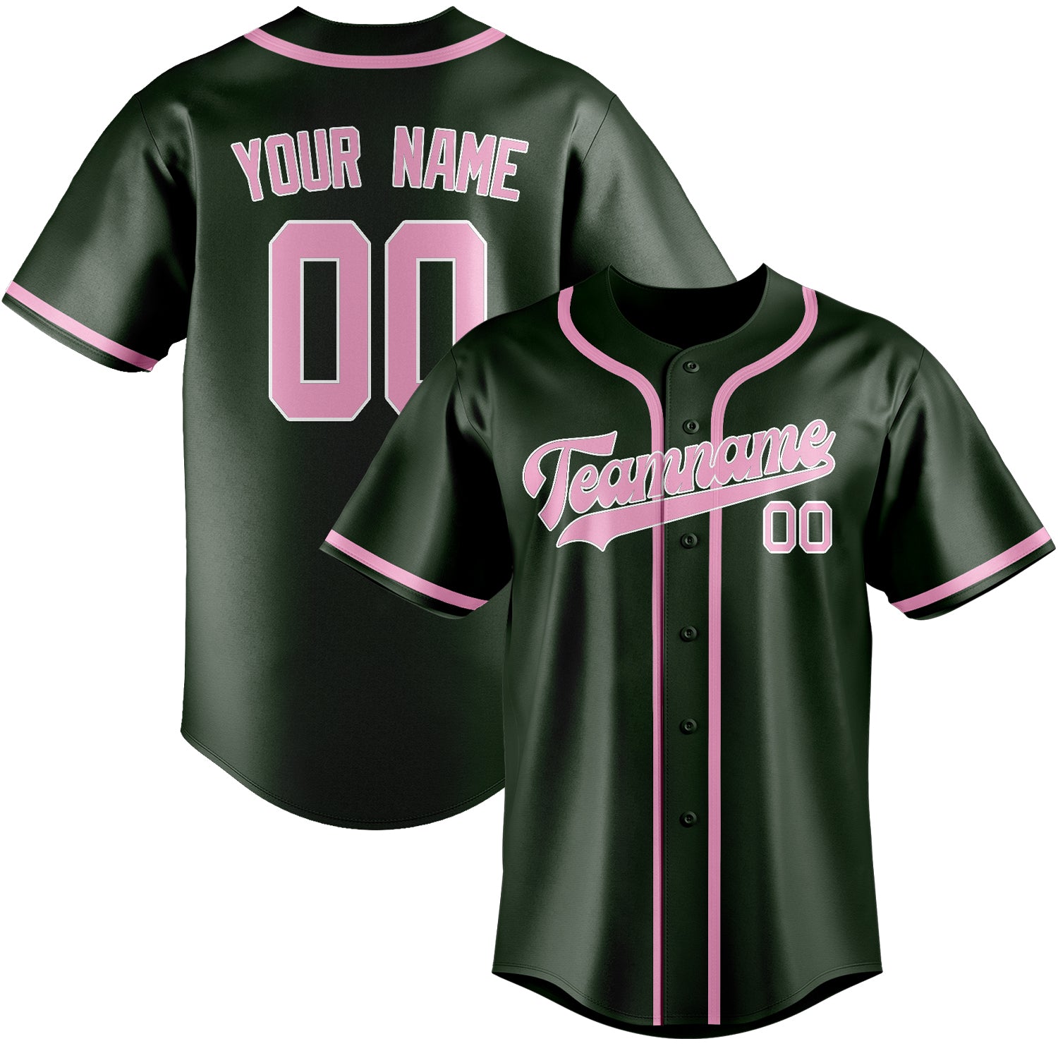 Benutzerdefiniertes Professionelles Tannengrün Rosa Baseballtrikot