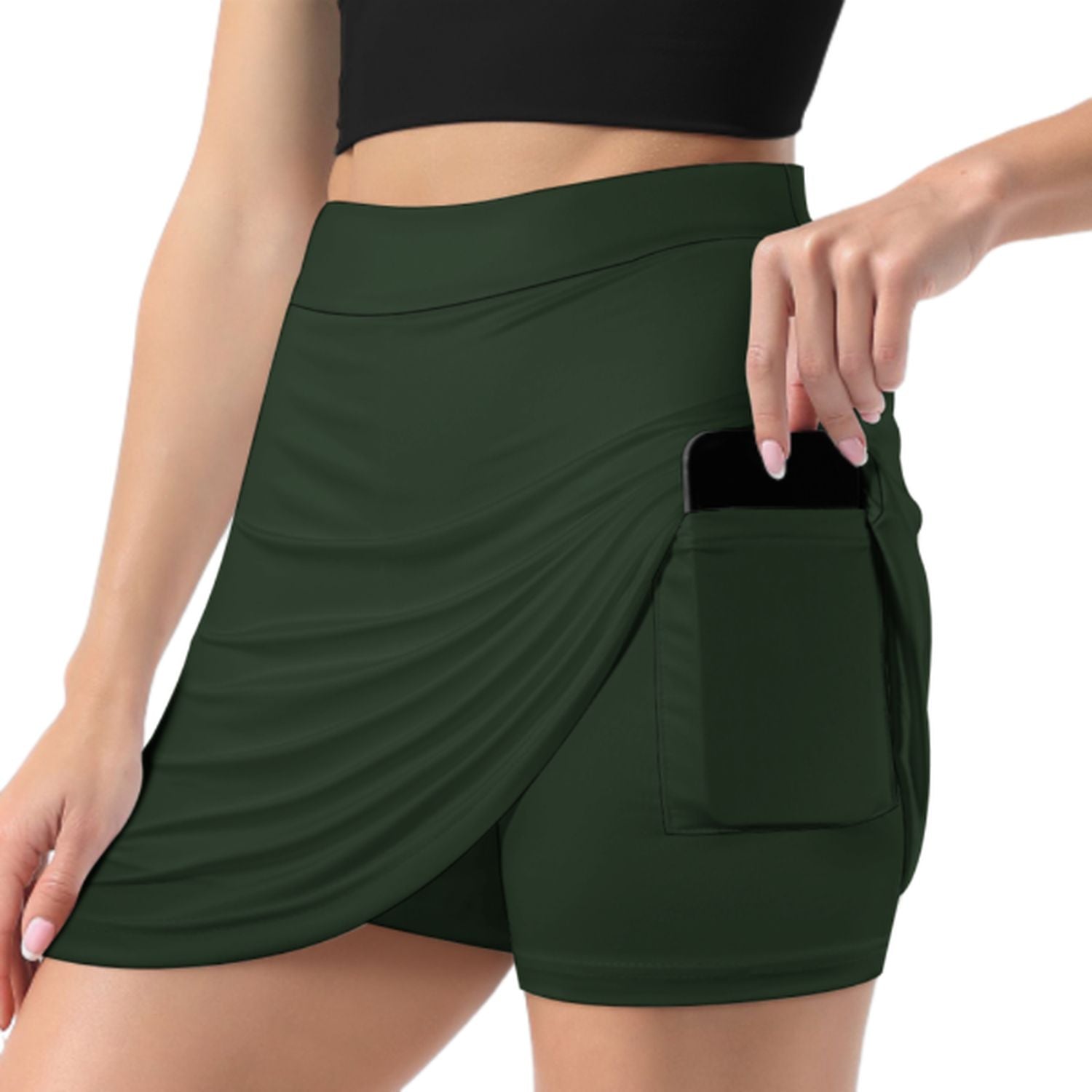 Maßgeschneidertes Tannengrün Khaki A-Linien Skort