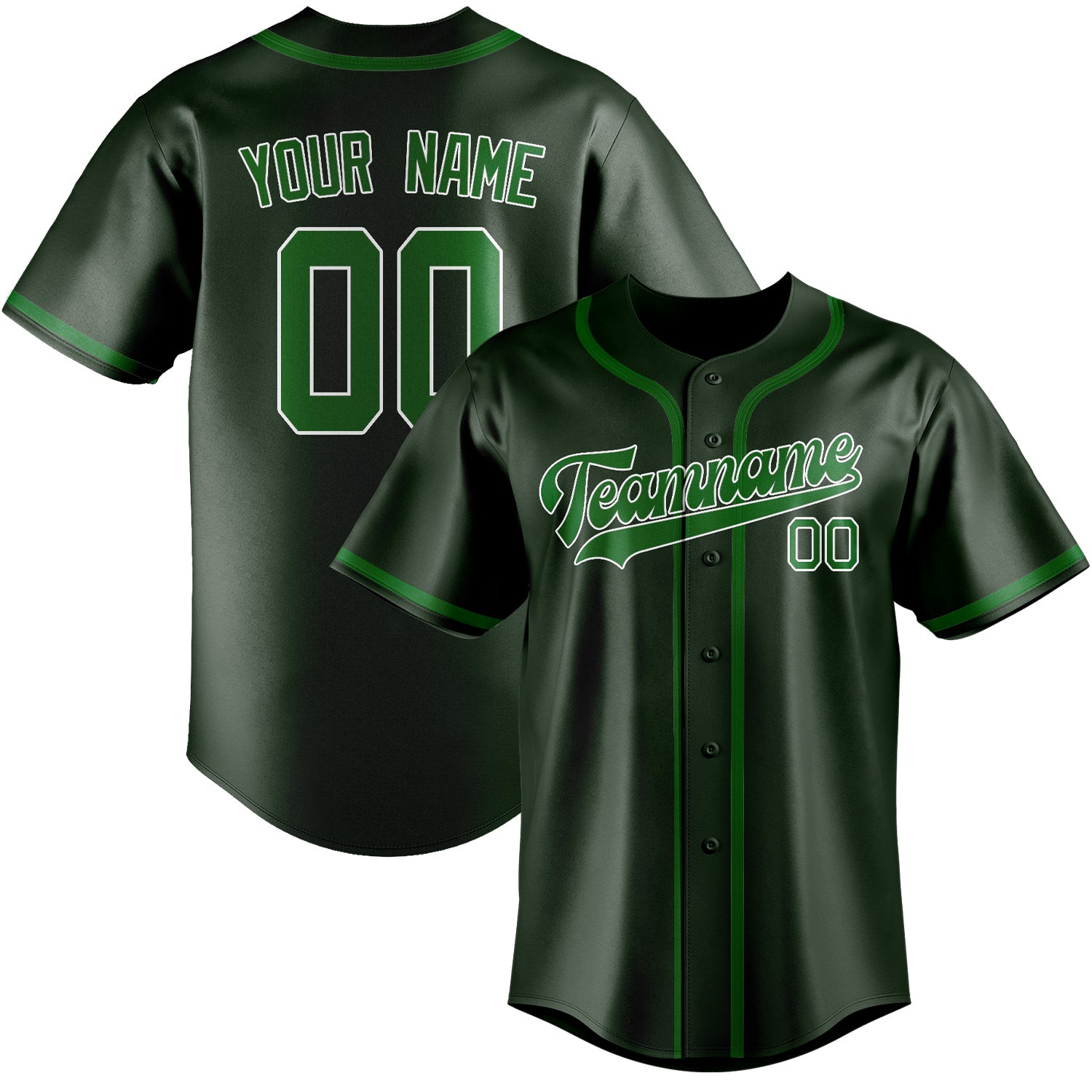 Benutzerdefiniertes Professionelles Tannengrün Smaragdgrün Baseballtrikot