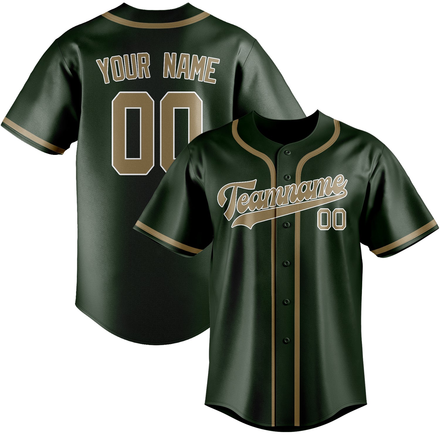 Benutzerdefiniertes Professionelles Tannengrün Hellkhaki Baseballtrikot