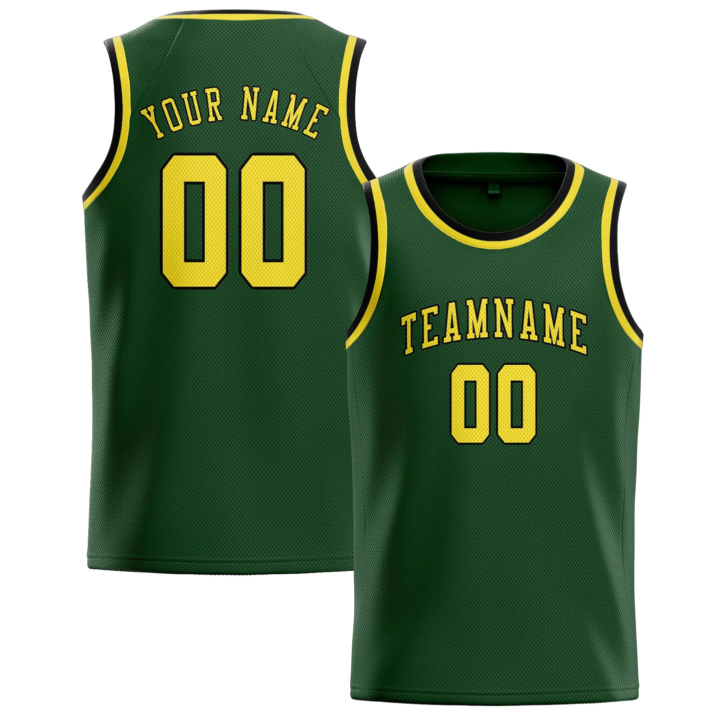 Benutzerdefiniertes Professionelles Tannengrün Blassgelb Basketballtrikot