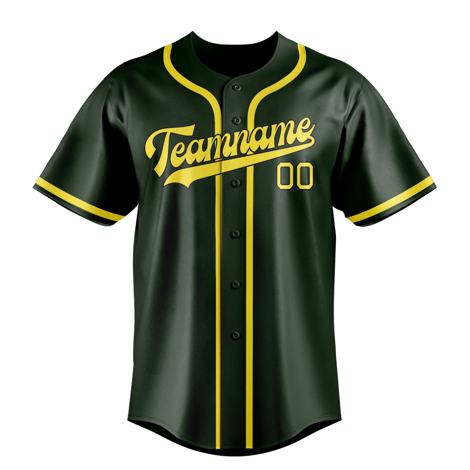 Benutzerdefiniertes Professionelles Tannengrün Blassgelb Baseballtrikot