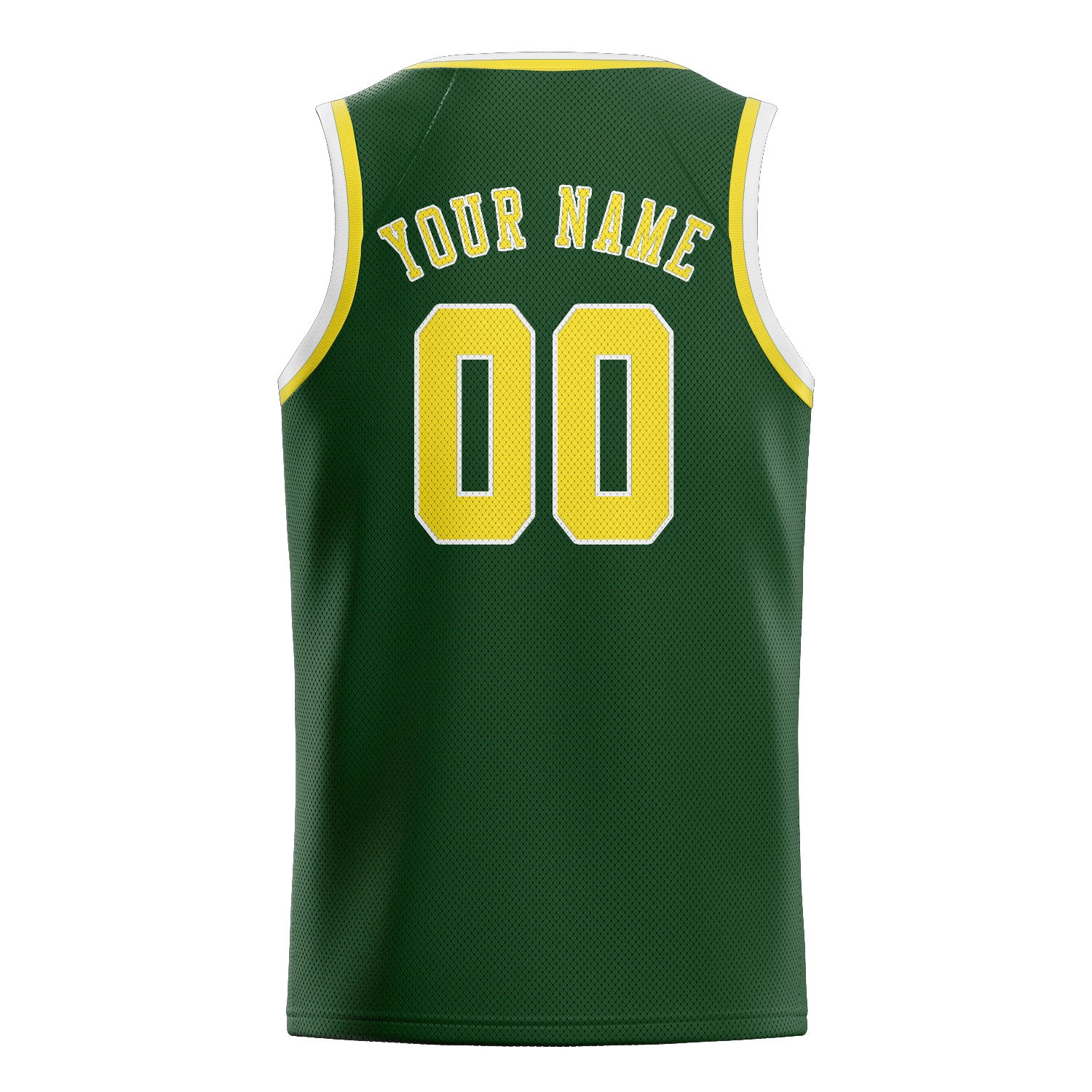 Benutzerdefiniertes Professionelles Tannengrün Blassgelb Basketballtrikot
