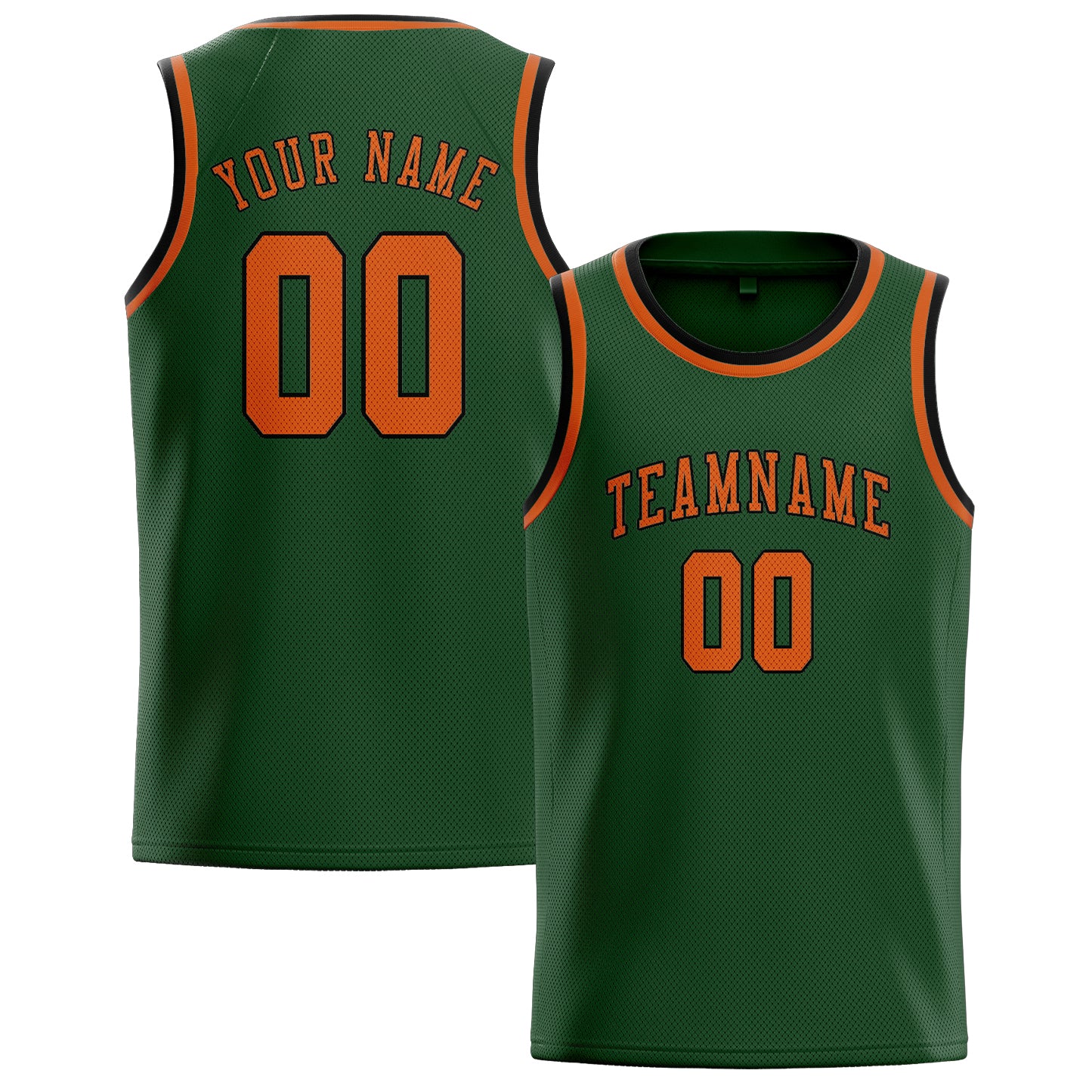 Benutzerdefiniertes Professionelles Tannengrün Orange Basketballtrikot