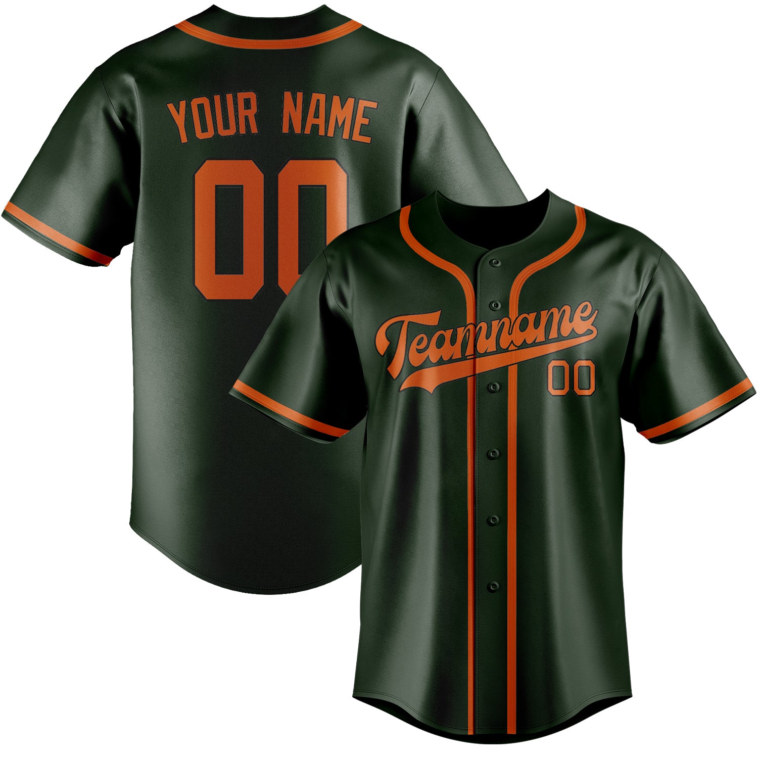 Benutzerdefiniertes Professionelles Tannengrün Orange Baseballtrikot