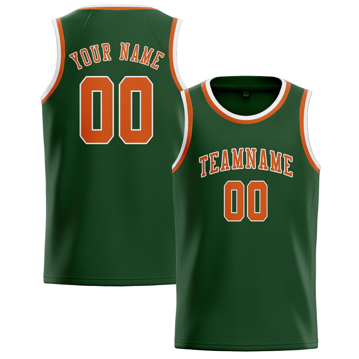 Benutzerdefiniertes Professionelles Tannengrün Orange Basketballtrikot
