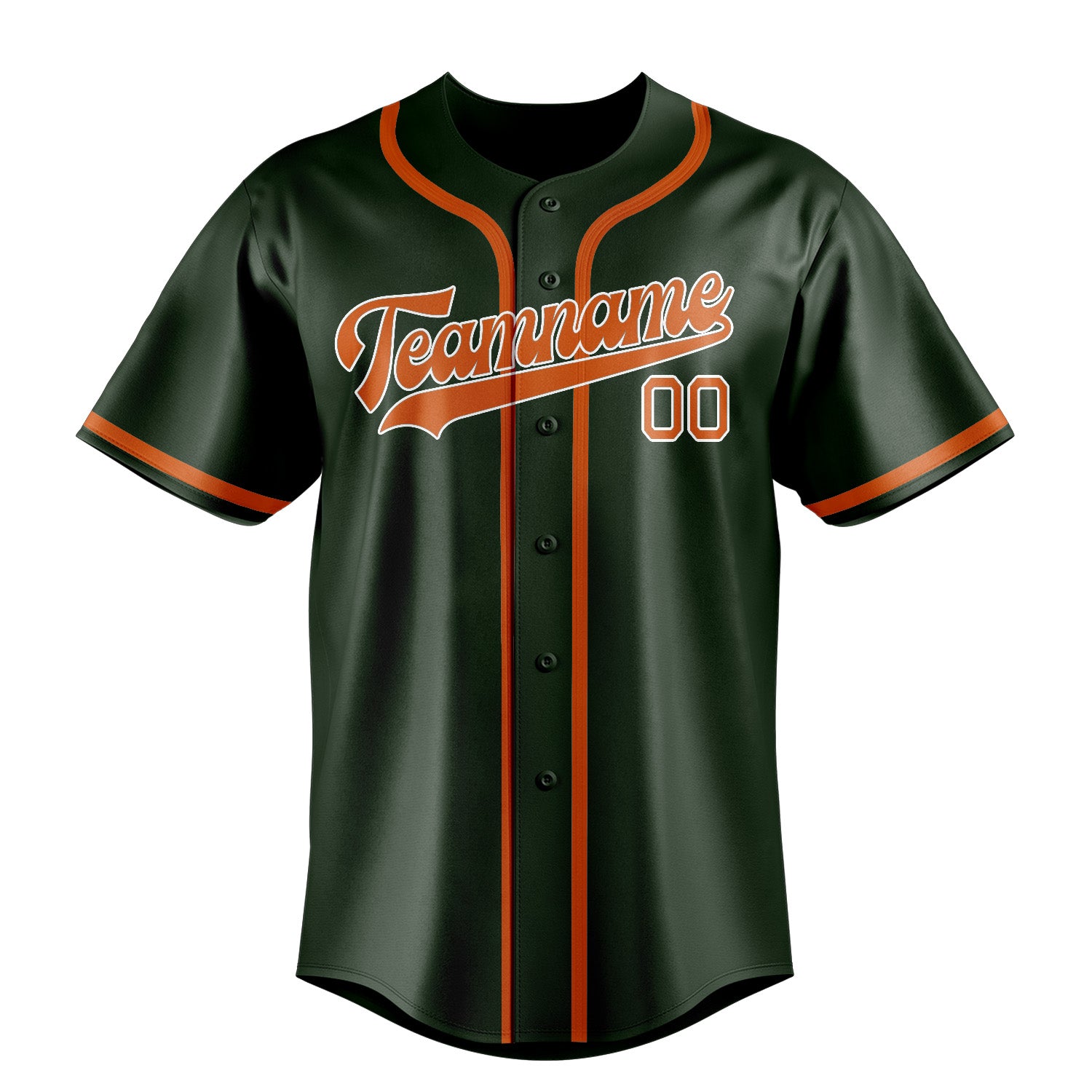 Benutzerdefiniertes Professionelles Tannengrün Orange Baseballtrikot