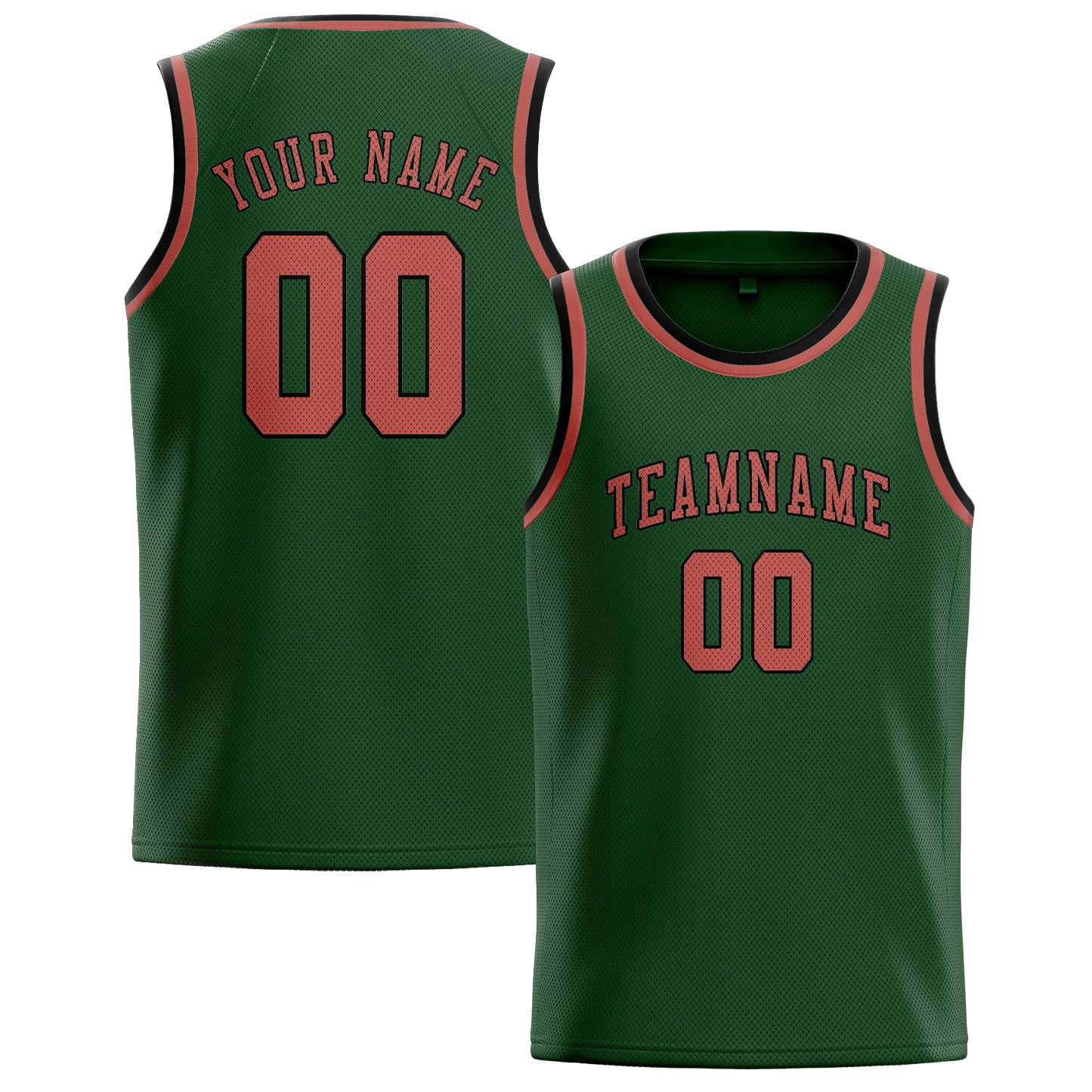 Benutzerdefiniertes Professionelles Tannengrün Kupferrose Basketballtrikot