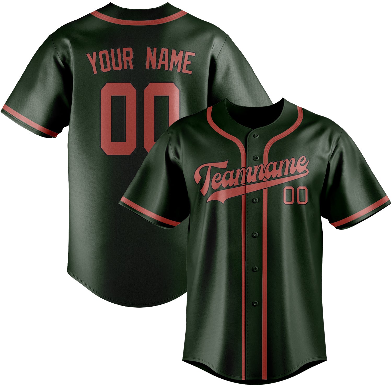 Benutzerdefiniertes Professionelles Tannengrün Kupferrose Baseballtrikot