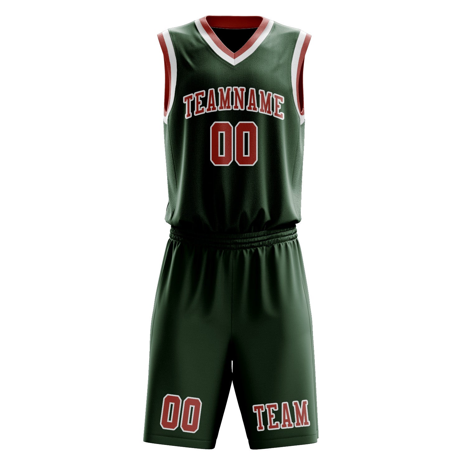 Benutzerdefiniertes Professionelles Tannengrün Kupferrose Basketballtrikot-Set