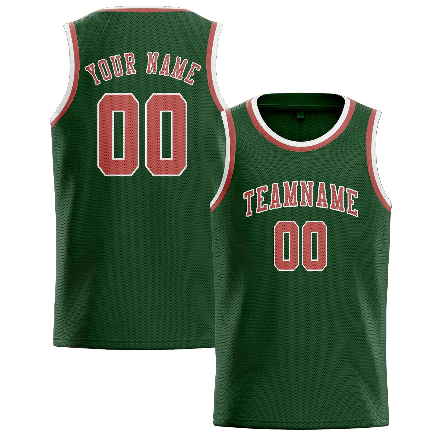 Benutzerdefiniertes Professionelles Tannengrün Kupferrose Basketballtrikot