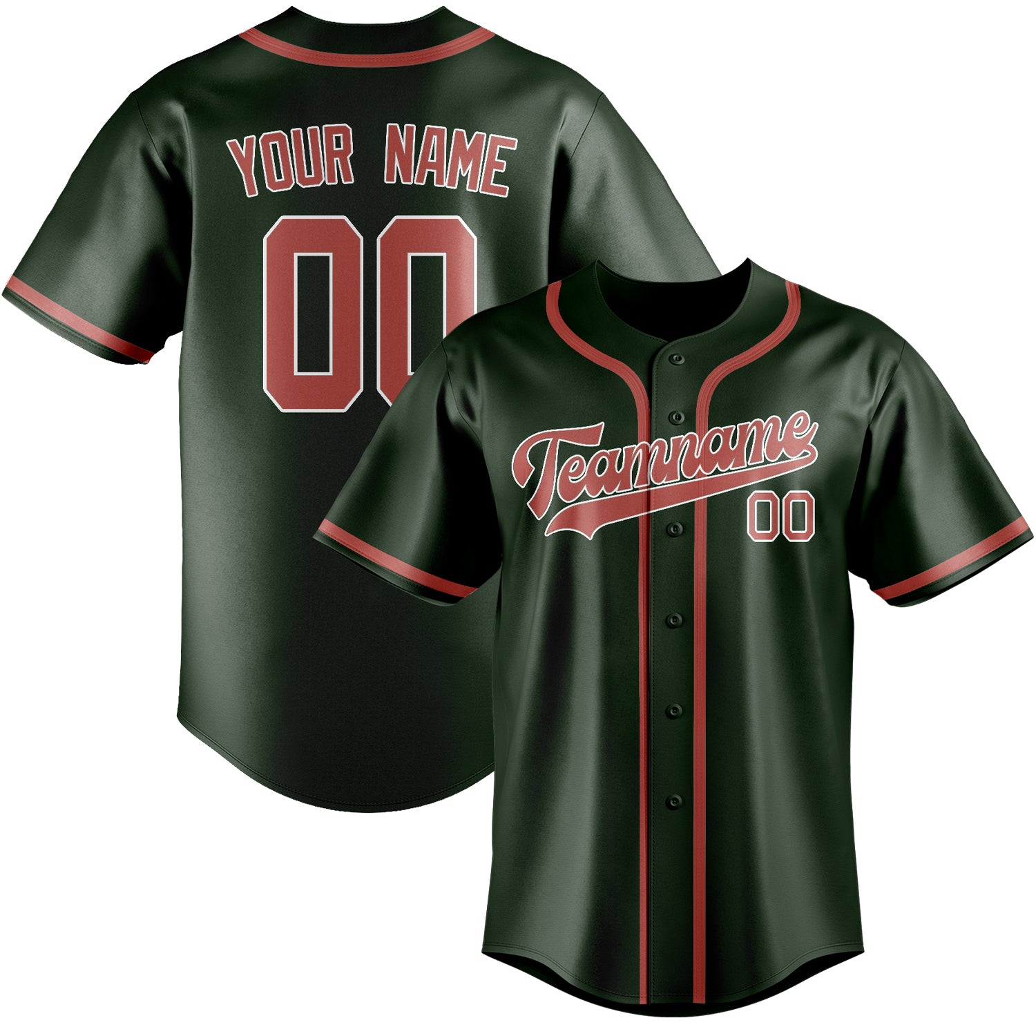 Benutzerdefiniertes Professionelles Tannengrün Kupferrose Baseballtrikot