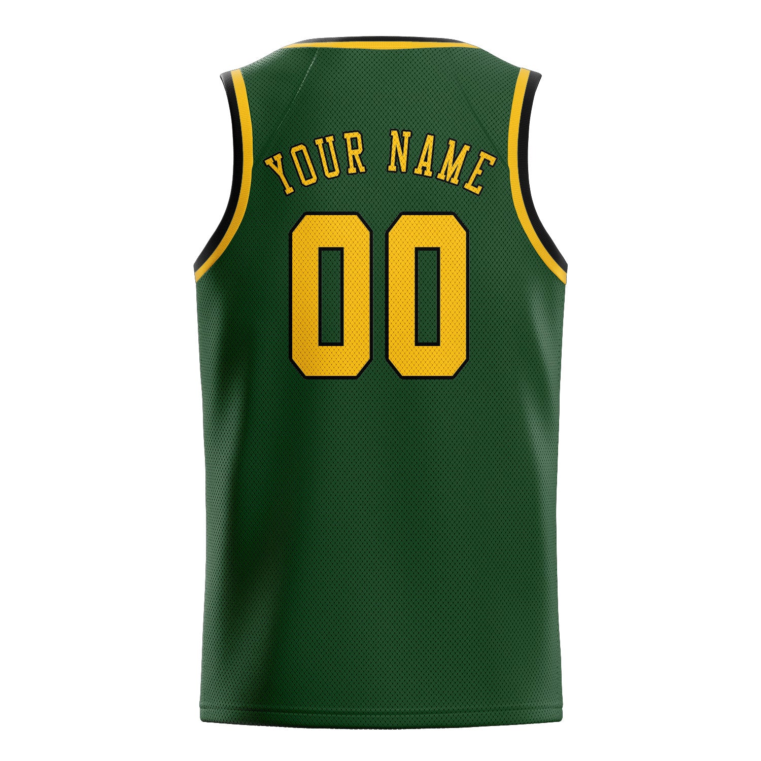Benutzerdefiniertes Professionelles Tannengrün Gold Basketballtrikot