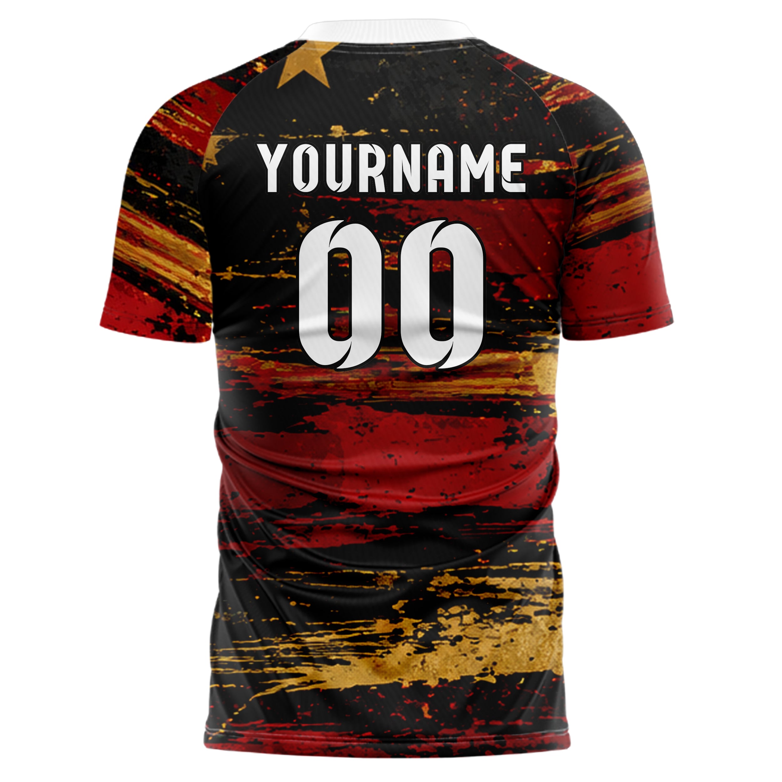 Schwarz dunkles Flaggen Flag Splash Motiv Design 06-0016 individuelles Fußballtrikot back