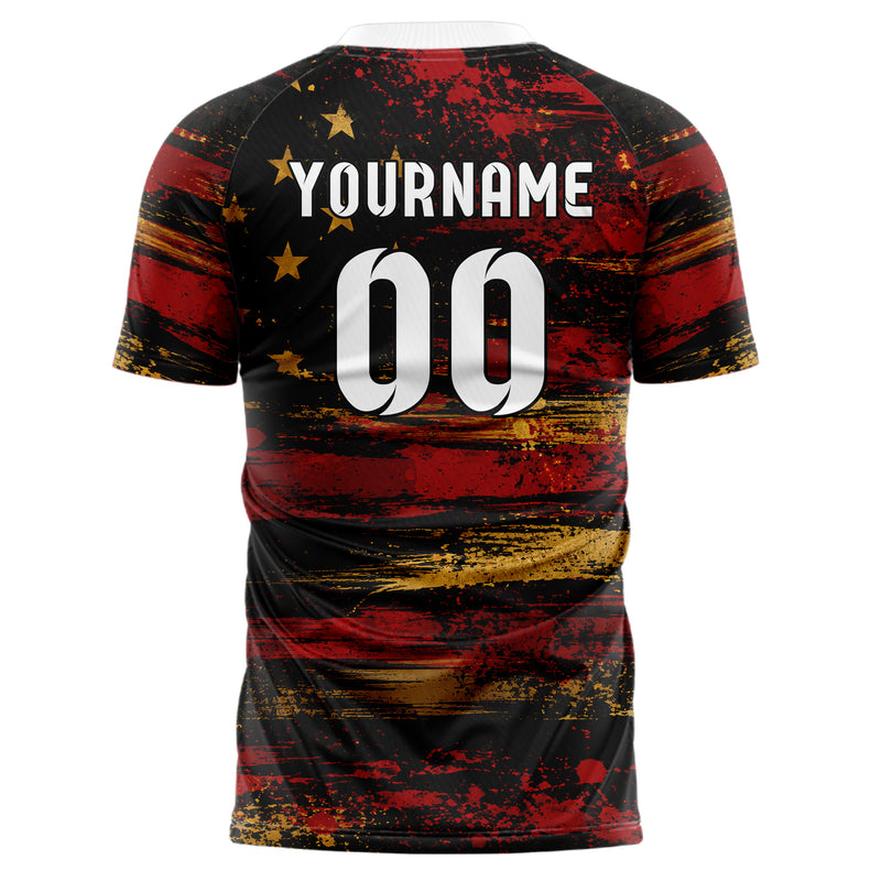 Schwarz dunkles Flaggen Flag Splash Motiv Design 06-0016 individuelles Fußballtrikot front