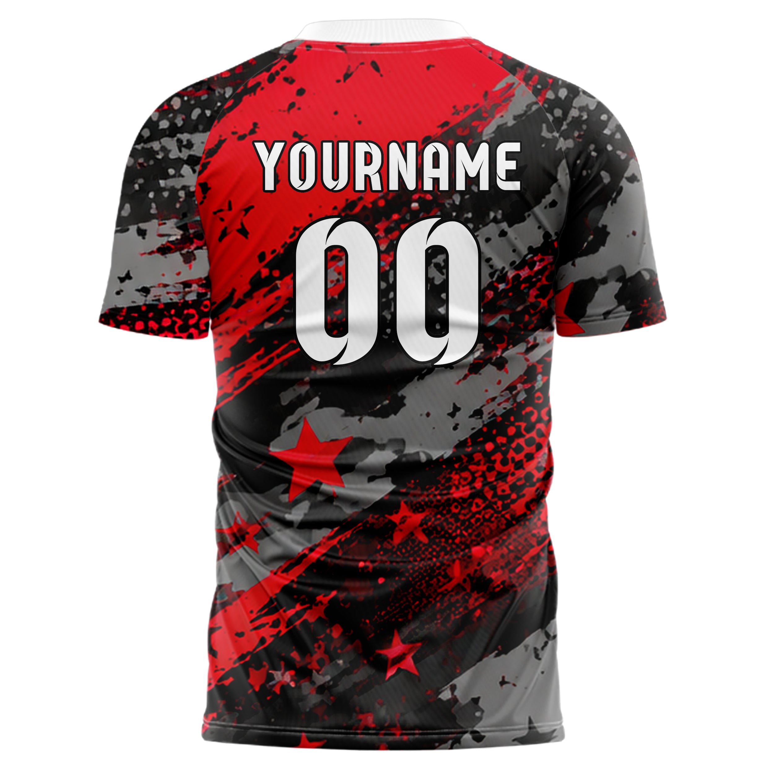 Rot lebendiges Flaggen Flag Splash Motiv Design 06-0006 individuelles Fußballtrikot back
