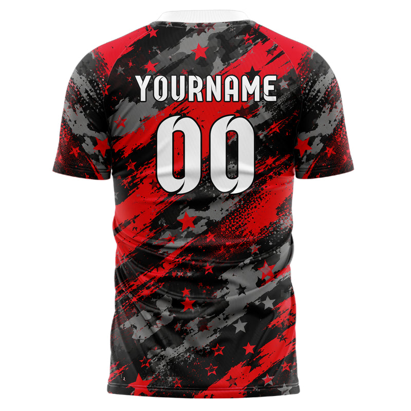 Rot lebendiges Flaggen Flag Splash Motiv Design 06-0006 individuelles Fußballtrikot front