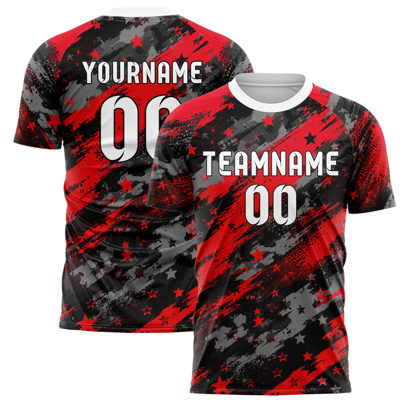 Rot lebendiges Flaggen Flag Splash Motiv Design 06-0006 individuelles Fußballtrikot main