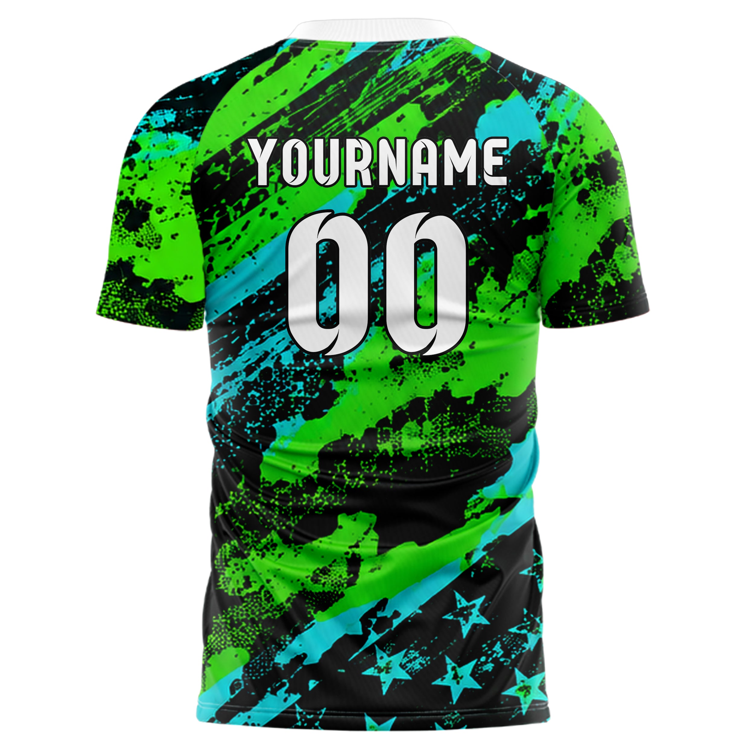 Neongruen lebendiges Flaggen Camo Flag Blend Design 06-0012 individuelles Fußballtrikot back