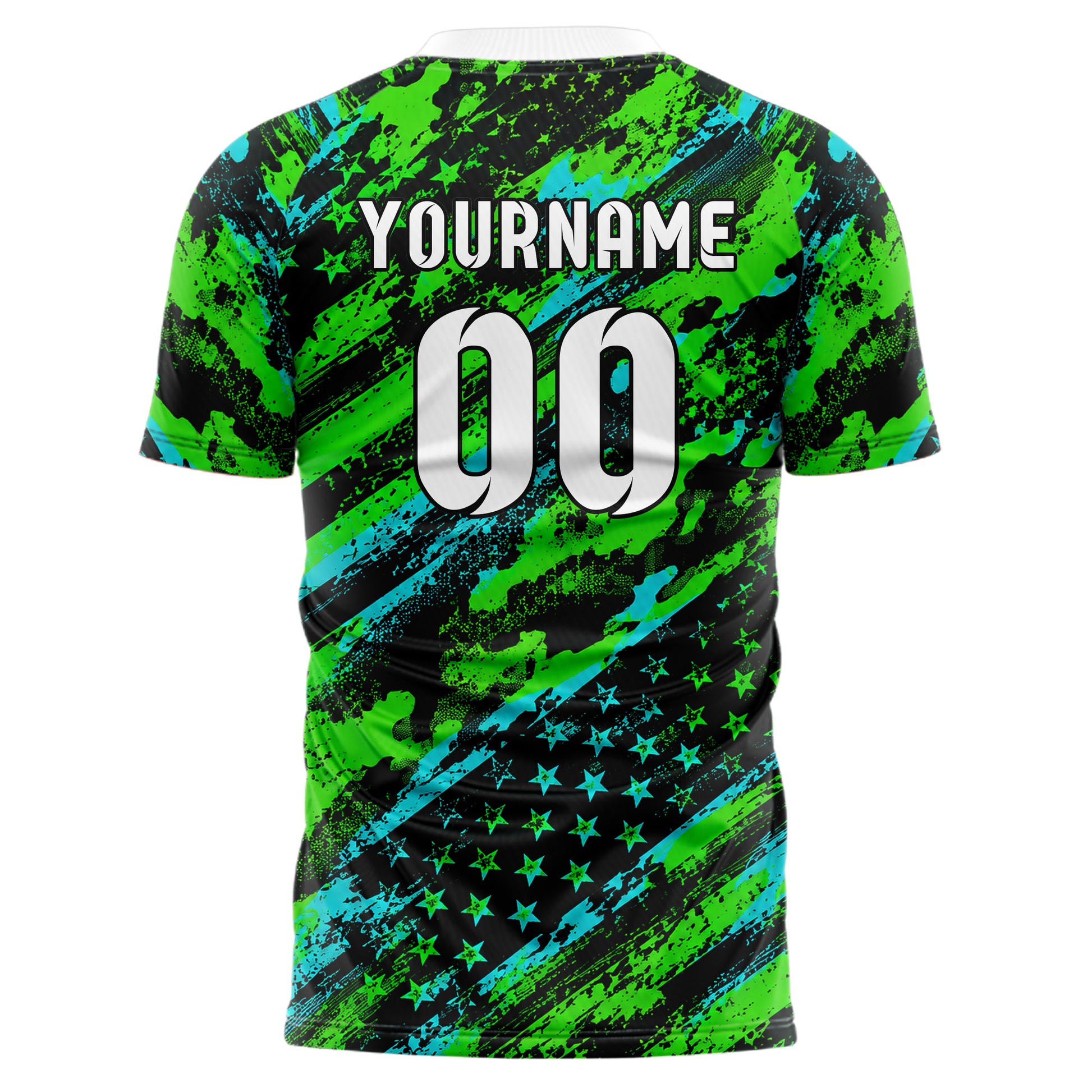 Neongruen lebendiges Flaggen Camo Flag Blend Design 06-0012 individuelles Fußballtrikot front